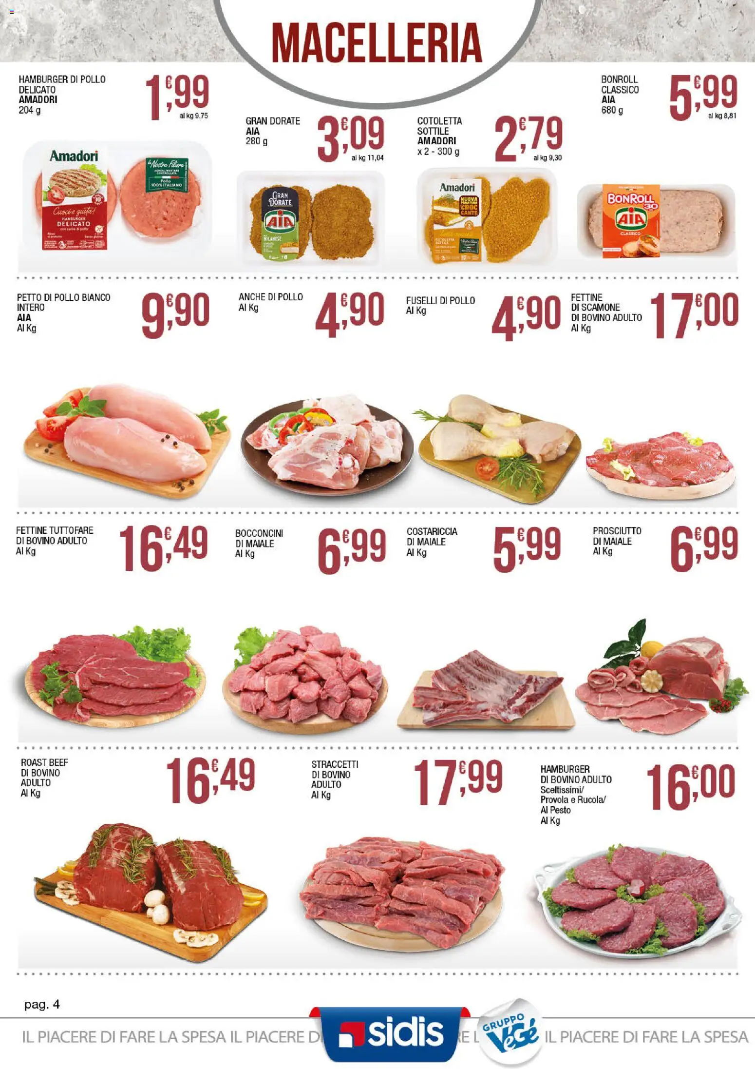 Volantino Sidis del 07/09/2026 | Pagina: 4 | Prodotti: Bovino, Petto di Pollo, Pollo, Pesto