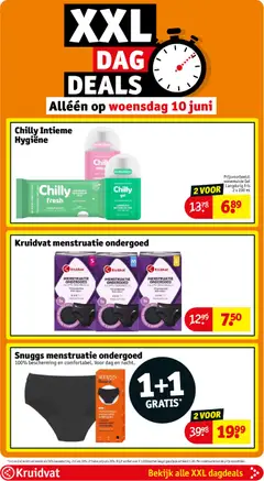 Chilly Intieme Hygiëne, Chilly Fresh Intiemtissues, Langdurig Natuurlijk Fris, Anti Odor, Biologisch Afbreekbaar. 2x 200 ml. - Voorbeeld van een folder van Kruidvat, geldig van 09.06.2026 | Pagina: 55