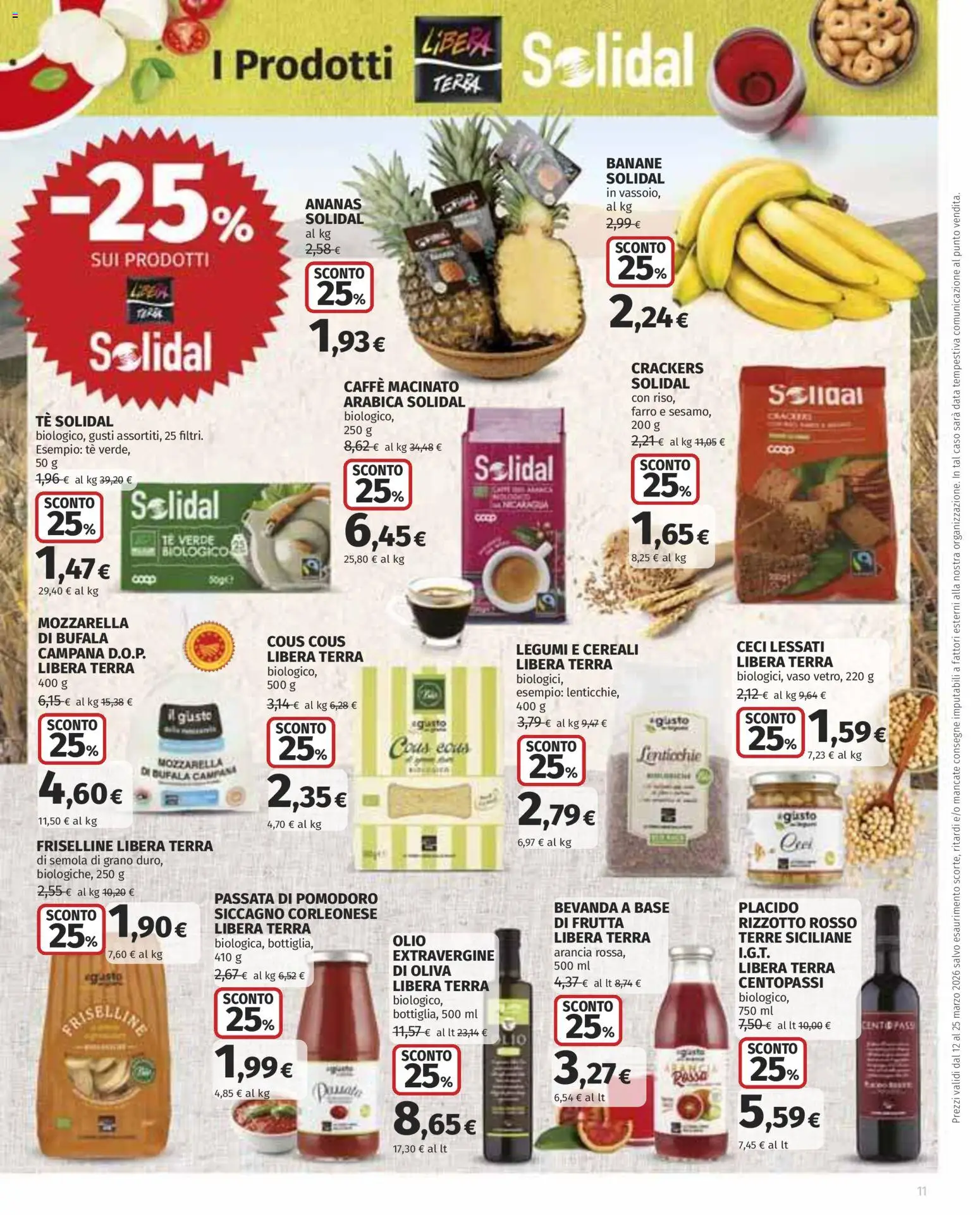 Volantino Ipercoop del 12.03.2026 | Pagina: 11 | Prodotti: Banane, Frutta, Cous cous, Arancia