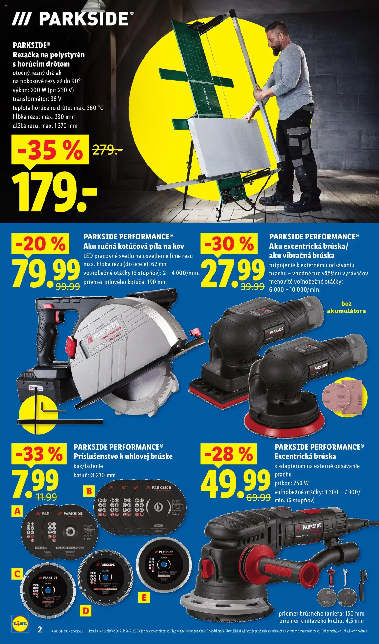 Nové Lidl akcie – leták je platný od 20.07.2026 | Strana: 2 | Produkty: Osvetlenie, Svetlo, Píla, Kotúčová píla