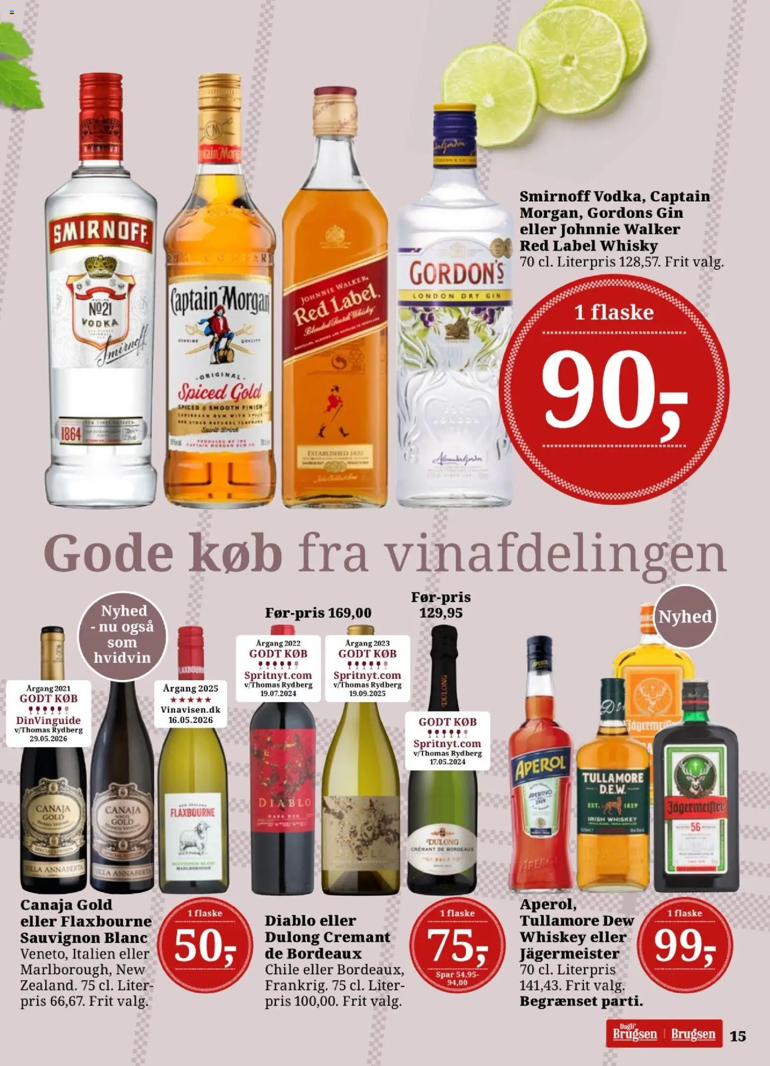 Dagli'Brugsen tilbudsavis – gyldig fra 31/07/2026 | Side: 15 | Produkter: Gin, Hvidvin, Vodka, Captain Morgan