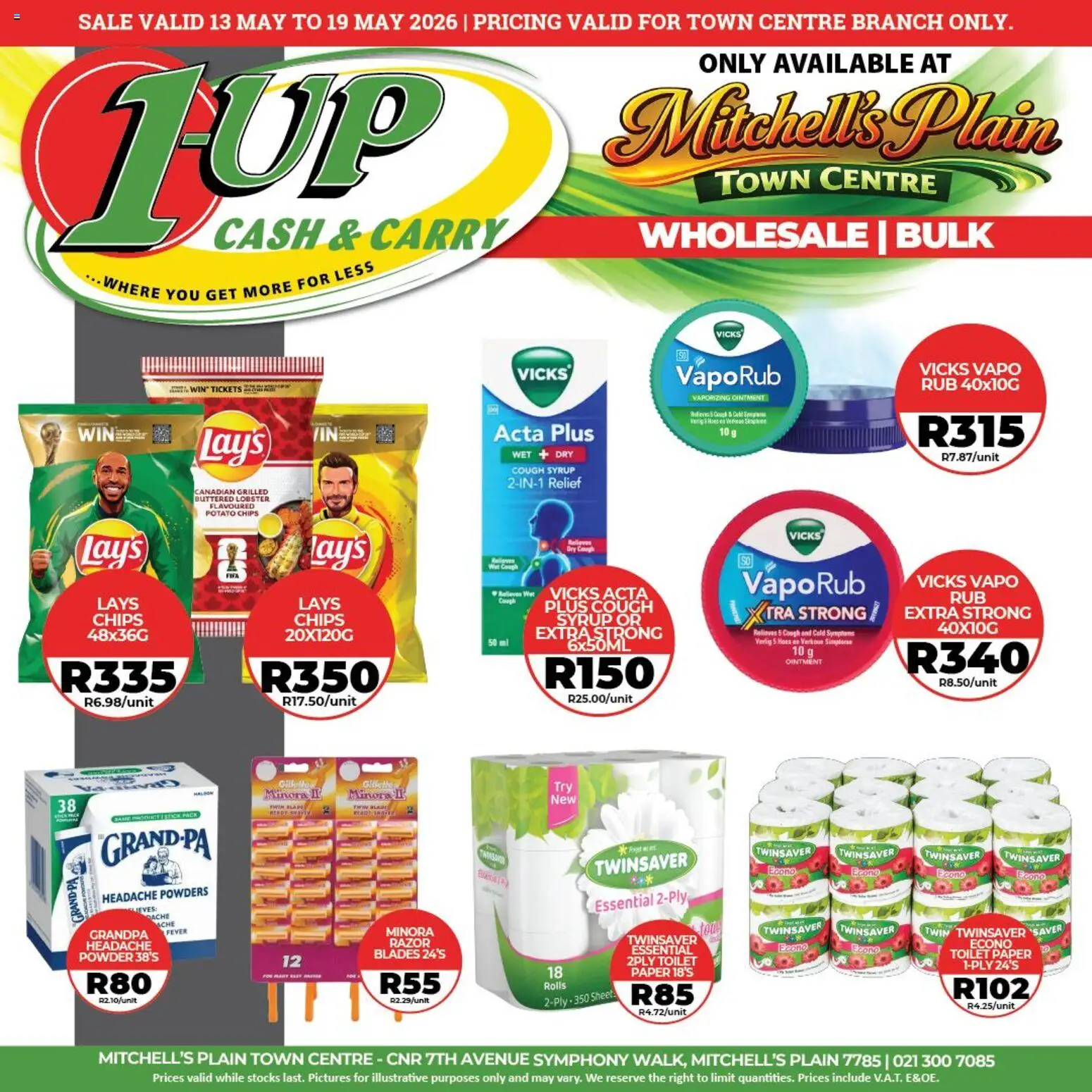 New 1UP Cash & Carry catalogue – valid from 13.05.2026 | Page: 1 | Products: Toilet, Chips, Syrup, Paper