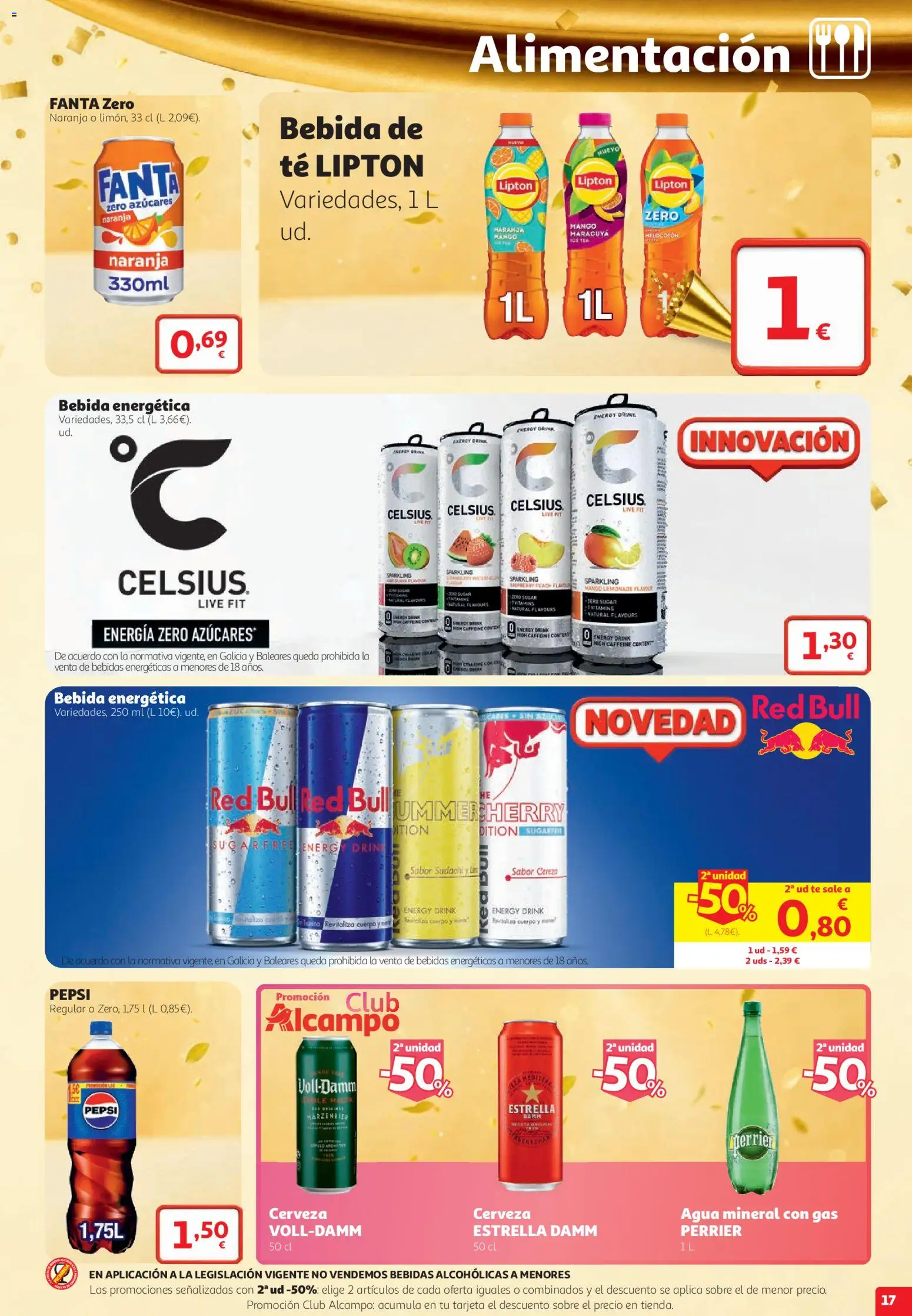 Alcampo HG Nacional │ válido desde el 22/10/2026 | Página: 17 | Productos: Bebida energética, Cerveza, Red Bull, Té