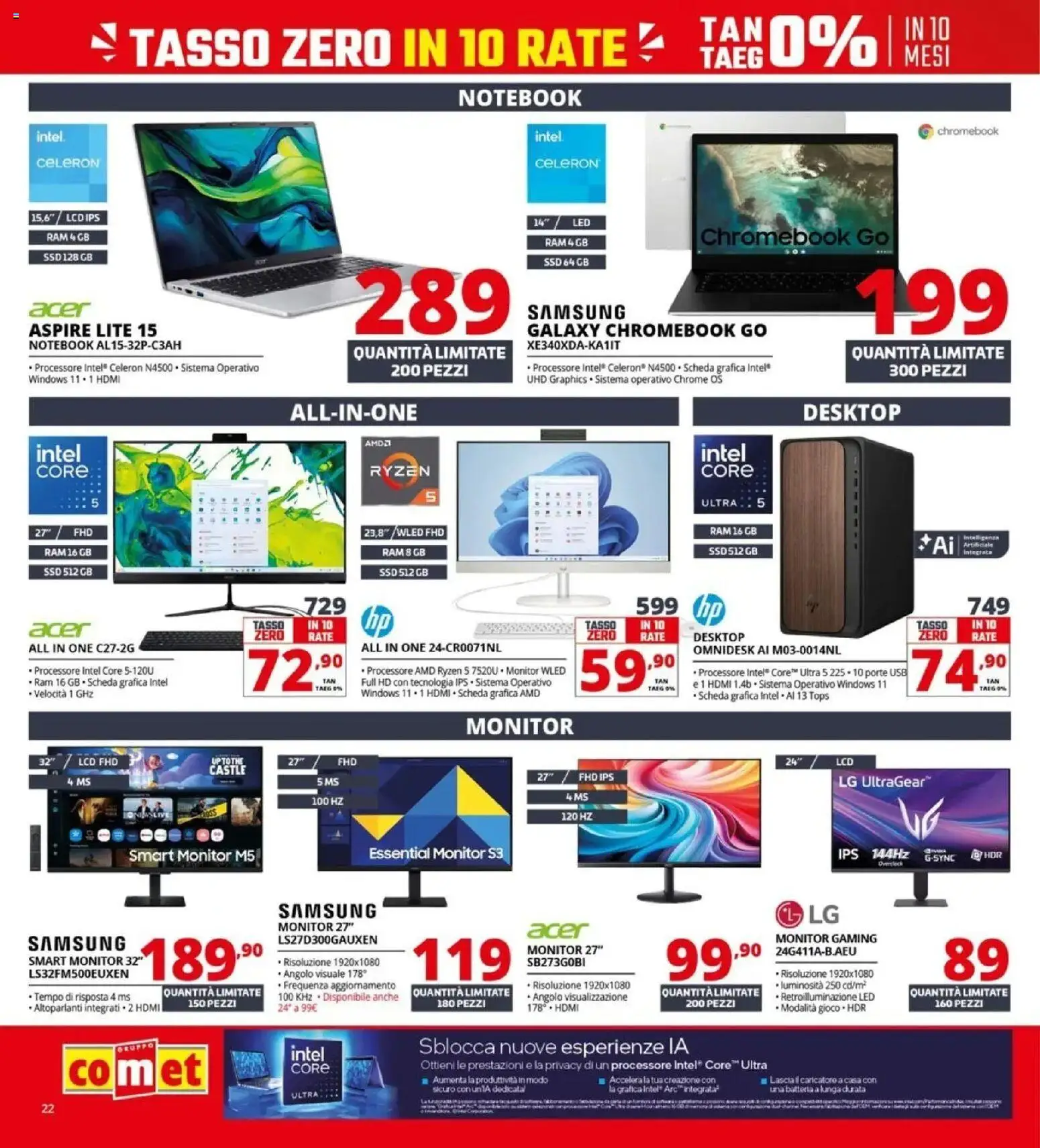 Volantino Comet del 10.04.2026 | Pagina: 22 | Prodotti: Monitor, USB, Batteria, Samsung