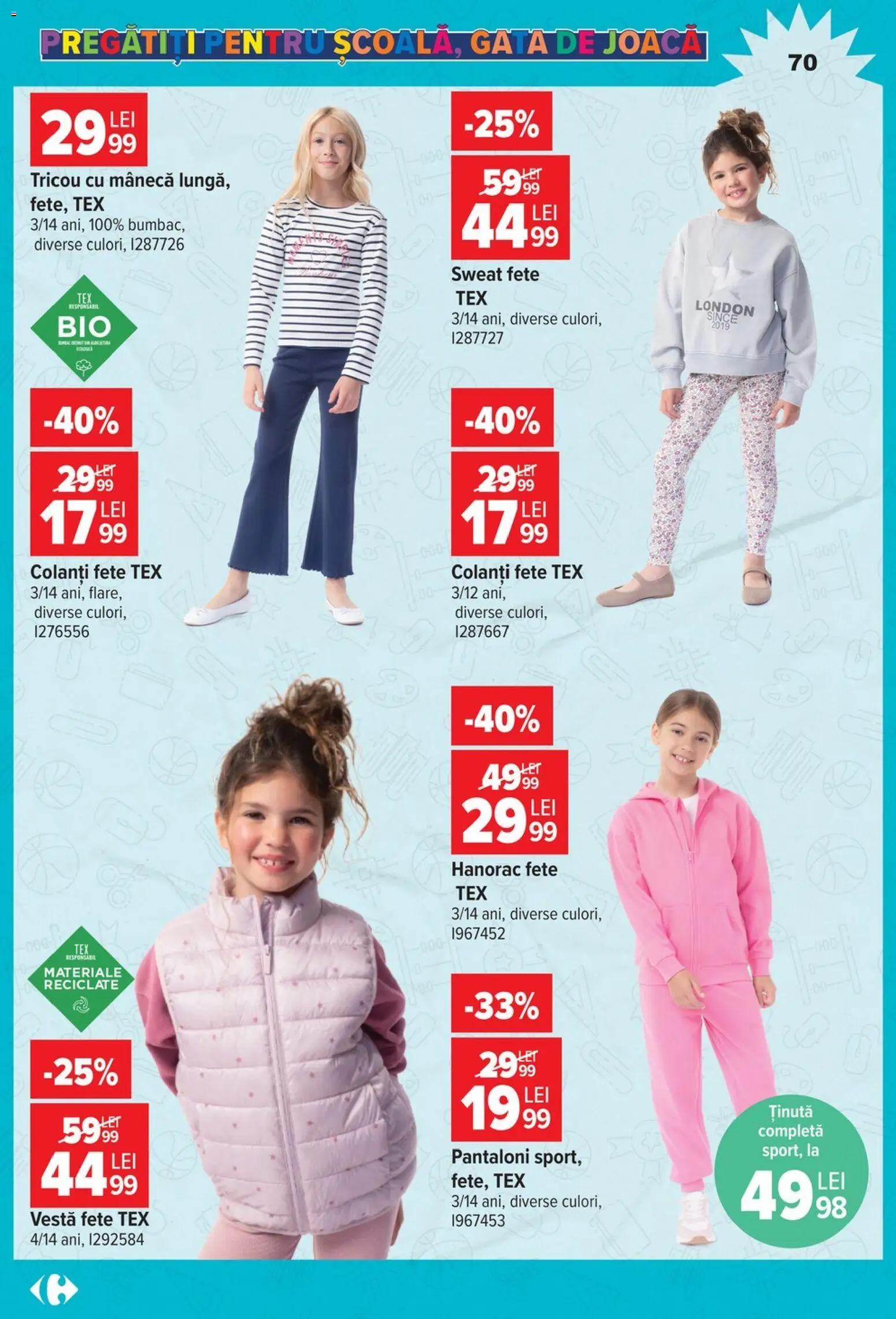 Noul catalog Carrefour – valabil de la 12.08.2026 | Pagină: 70 | Produse: Tricou, Vestă, Pantaloni, Colanți
