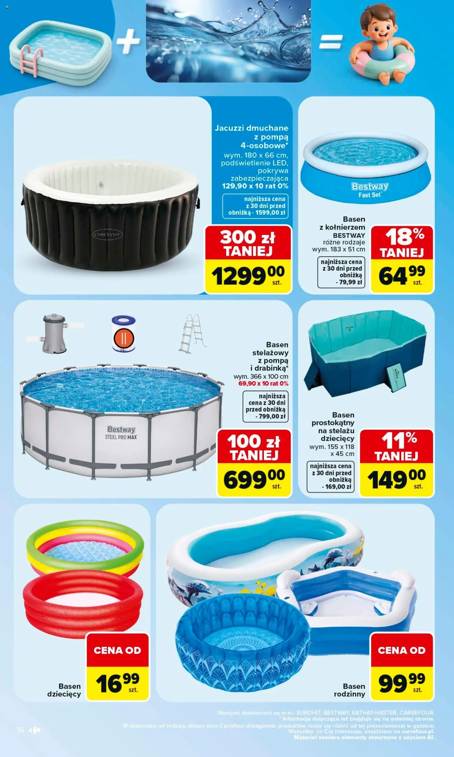 Carrefour gazetka - W sumie same okazje od 08.06.2026 | Strona: 16 | Produkty: Basen, Basen rodzinny