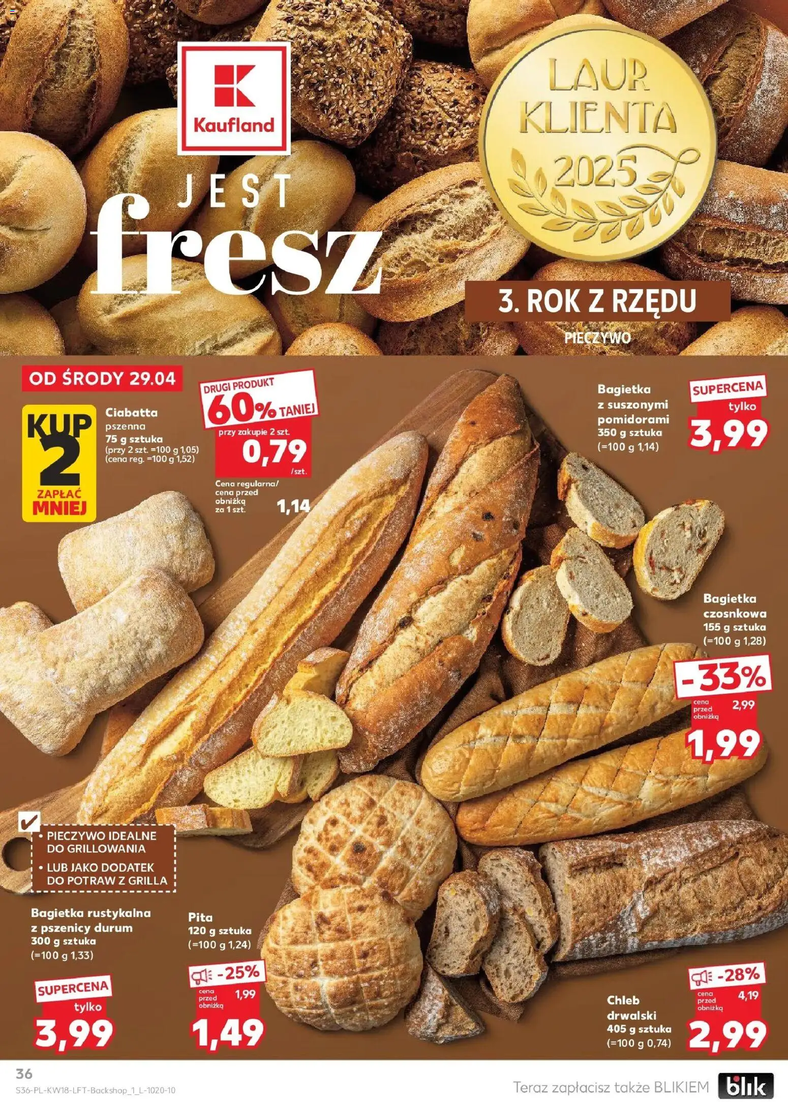 Kaufland gazetka od 29.04.2026 | Strona: 36 | Produkty: Bagietka czosnkowa, Chleb, Pita, Ciabatta