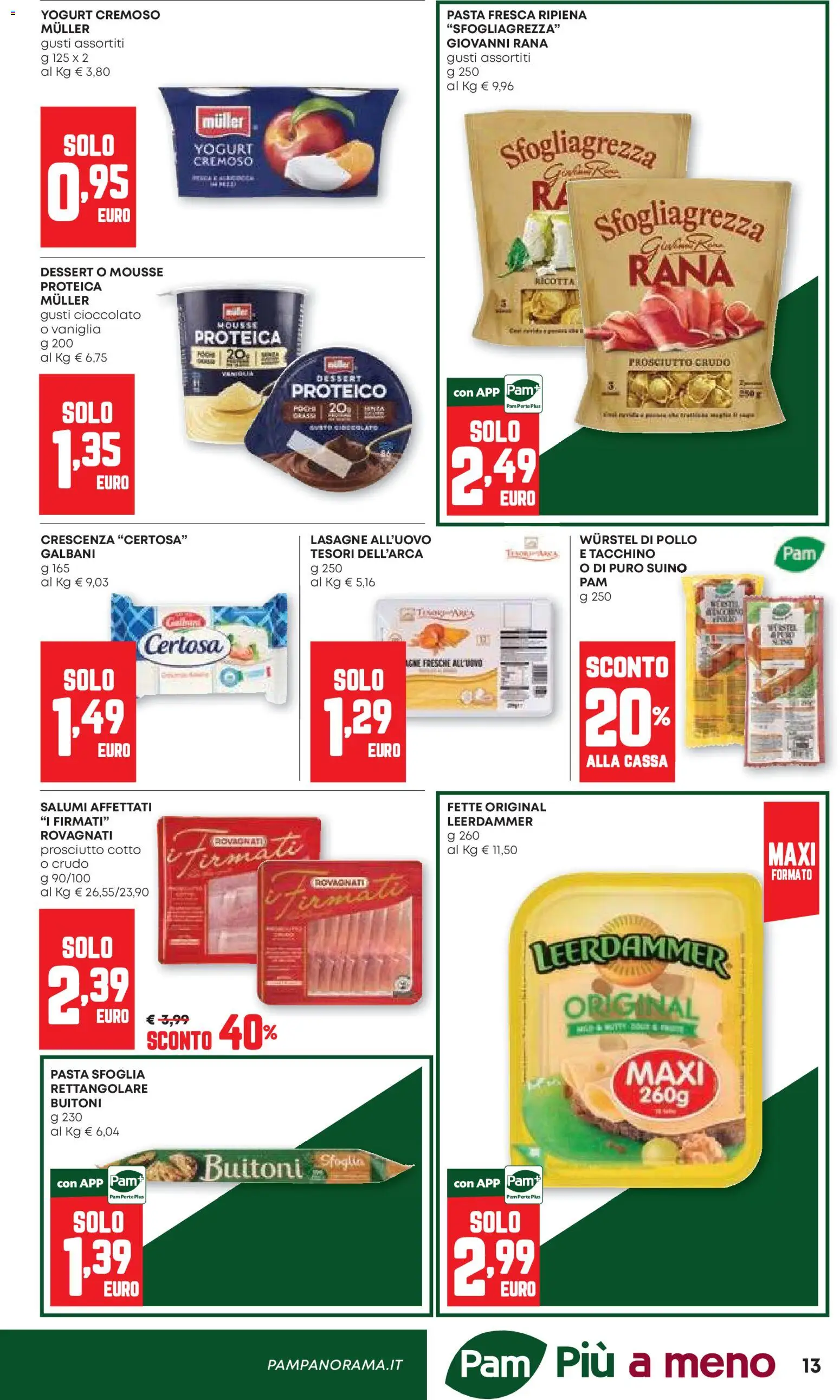 Volantino PAM del 24/09/2026 | Pagina: 13 | Prodotti: Prosciutto Crudo, Tacchino, Pasta, Dessert