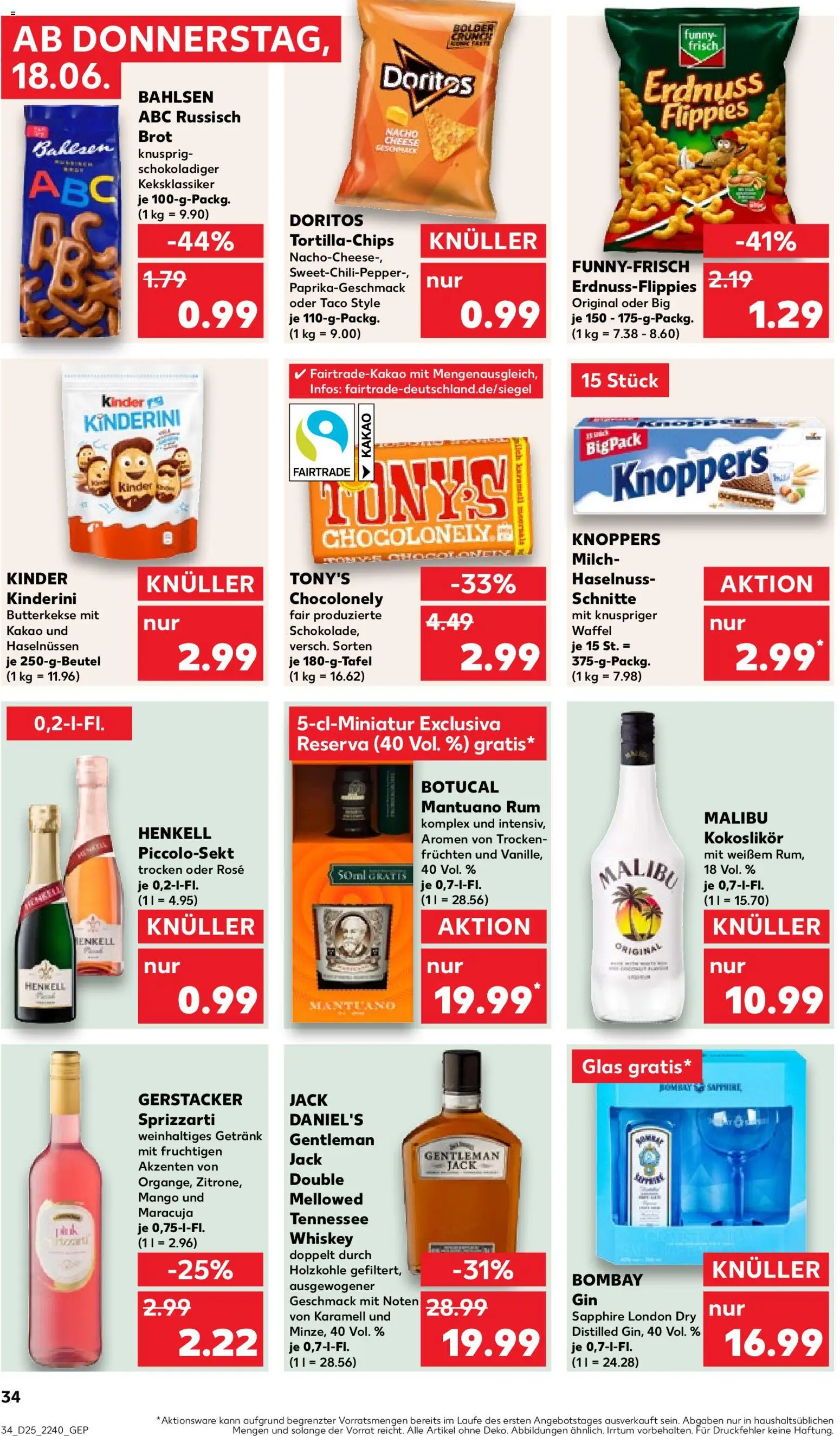 Kaufland Prospekt Stuttgart – gültig ab 18.06.2026 | Seite: 34 | Produkte: Rum, Jack Daniel's, Mango, Chips