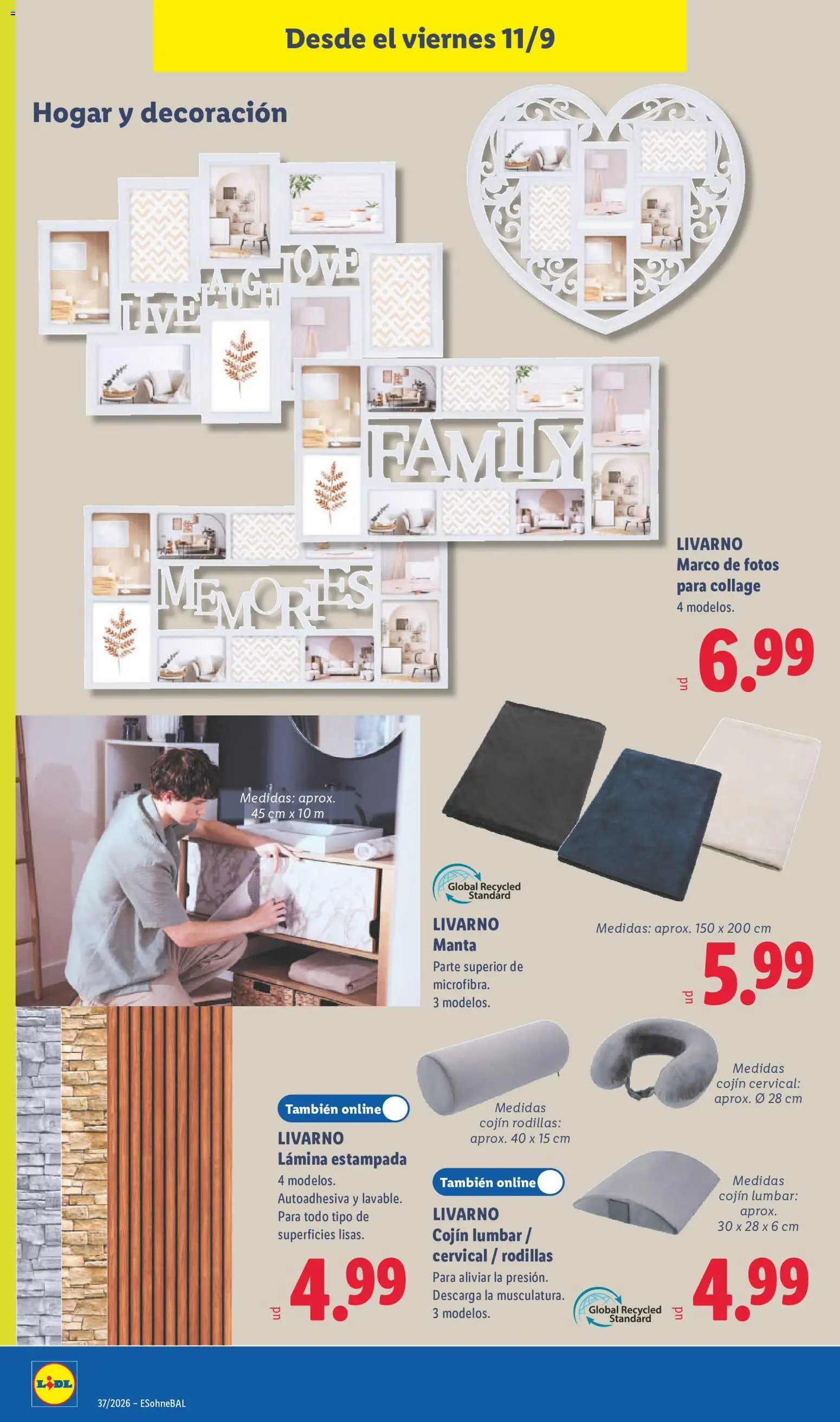 Lidl folleto de bazar │ válido desde el 07/09/2026 | Página: 22 | Productos: Manta, Marco, Decoración, Cojín