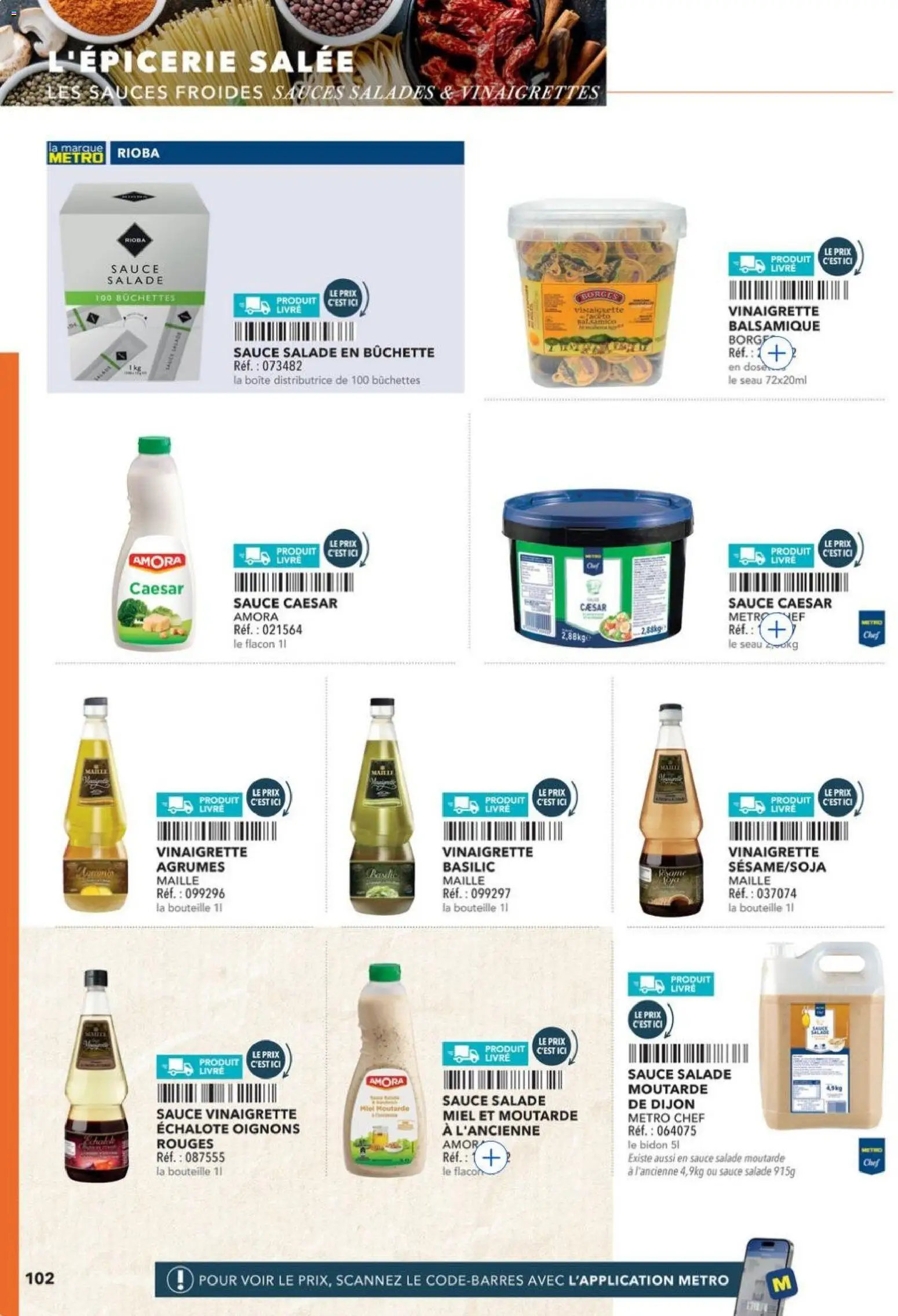 {H1} | Page: 102 | Produits: Miel, Sauce salade, Oignons, Livre