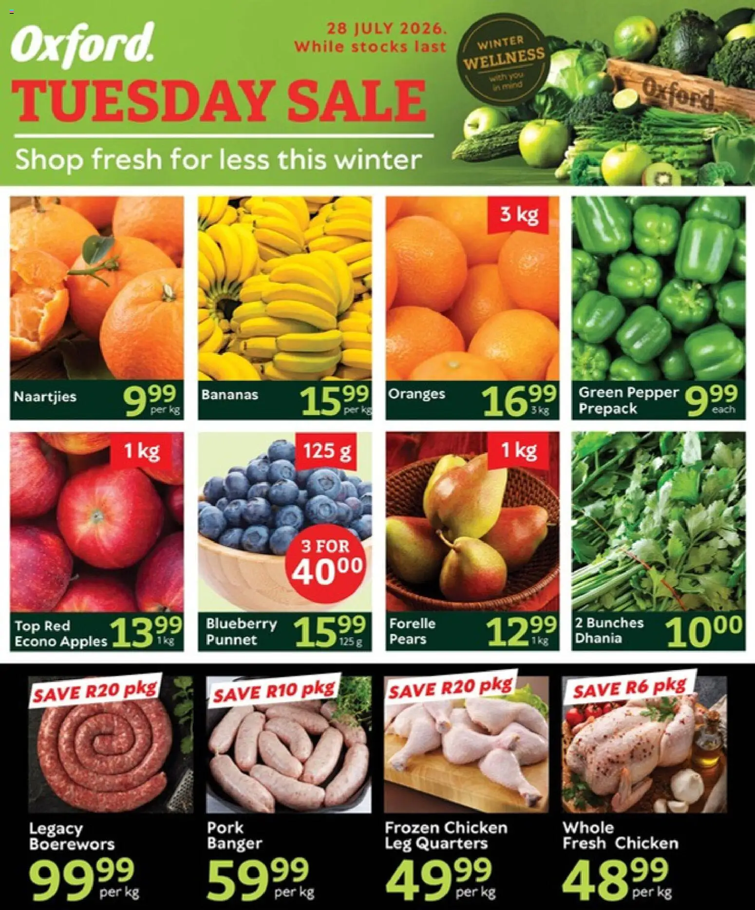 New Oxford Freshmarket catalogue – valid from 28/07/2026 | Page: 1 | Products: Pork, Apples, Oranges, Pepper