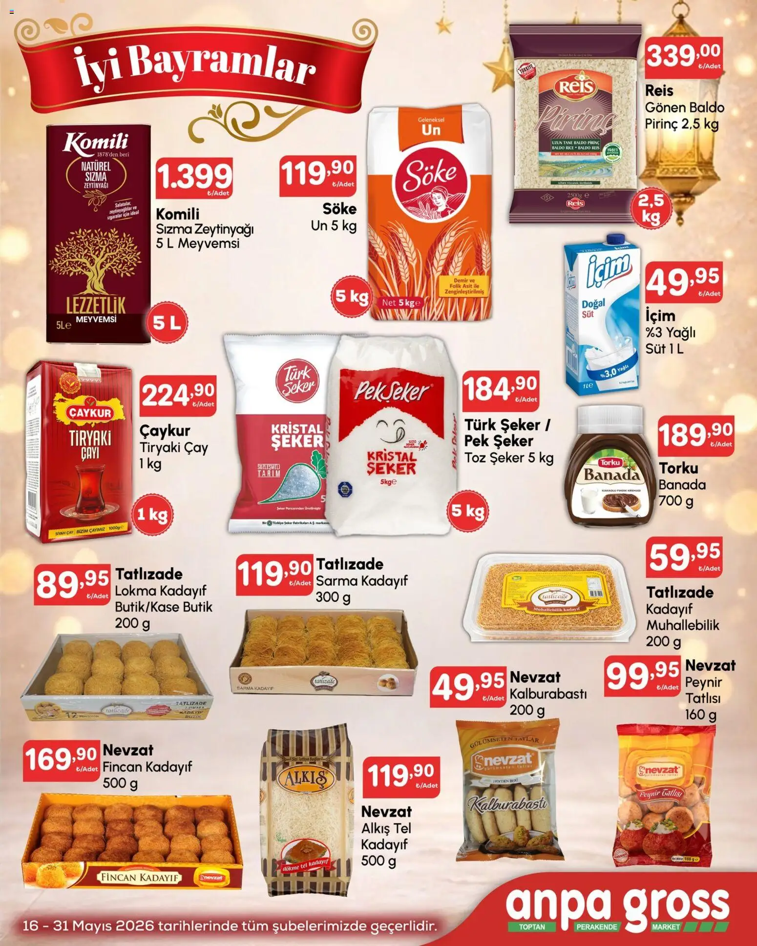 Anpa Gross Katalog - 16.05.2026 tarihinden itibaren geçerlidir | Sayfa: 1 | Ürünler: Süt, Pirinç, Çay, Şeker
