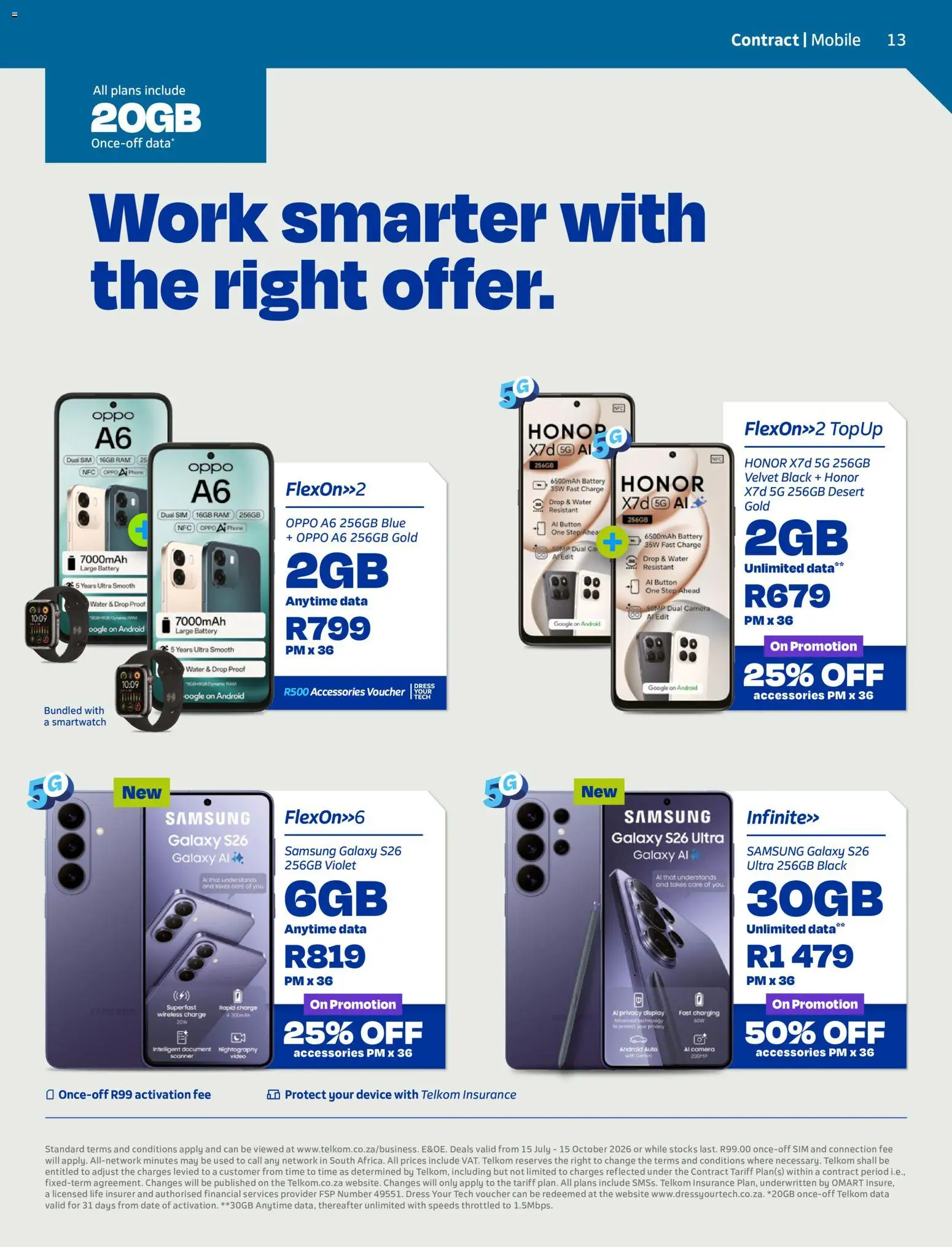 New Telkom catalogue – valid from 15/07/2026 | Page: 13 | Products: Dress, Sim, Smartwatch, Water