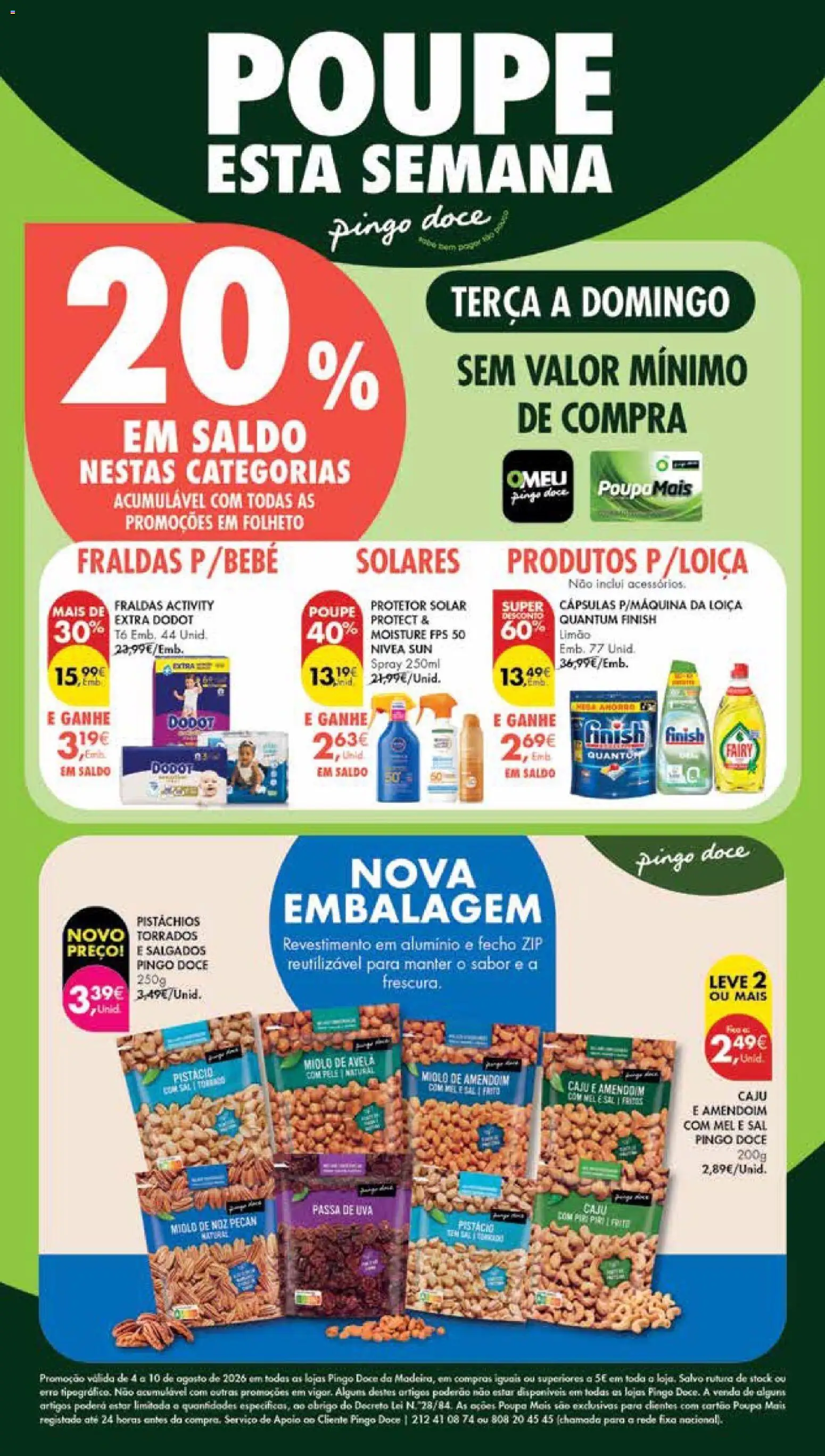 Pingo Doce Poupe Esta Semana Madeira │ válido de 04/08/2026 | Página: 32 | Produtos: Fraldas, Protetor solar, Sal, Mel