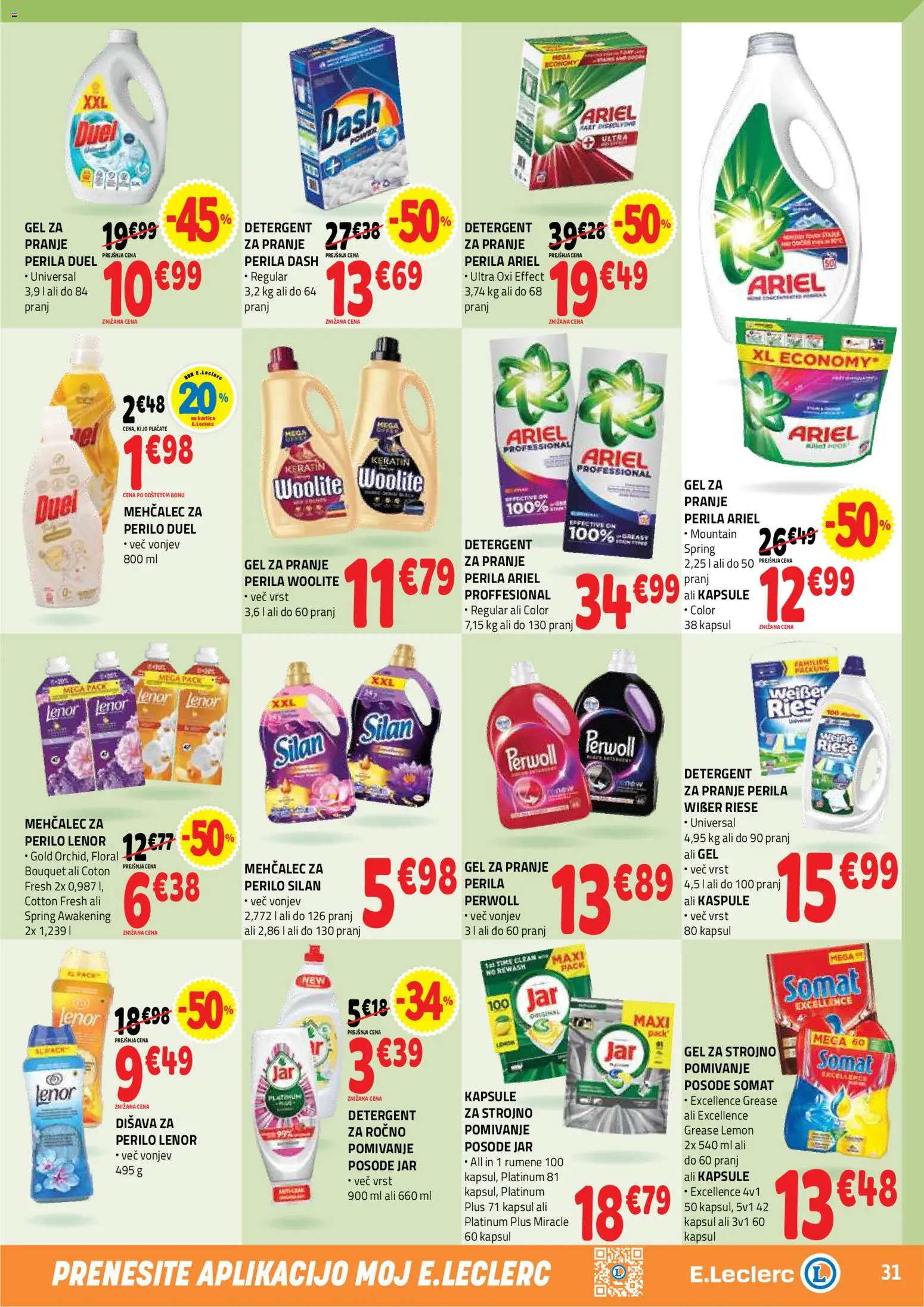 Novi E.leclerc katalog ponudbe – veljaven od 30.09.2026 | Stran: 31 | Izdelki: Mehčalec, Disava, Detergent