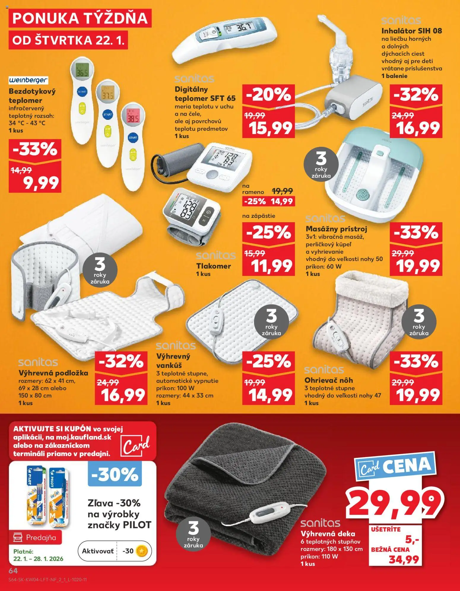 Nové Kaufland akcie – leták je platný od 22.01.2026 | Strana: 64 | Produkty: Monitor, Masážny prístroj, Vankúš, Bezdotykový teplomer