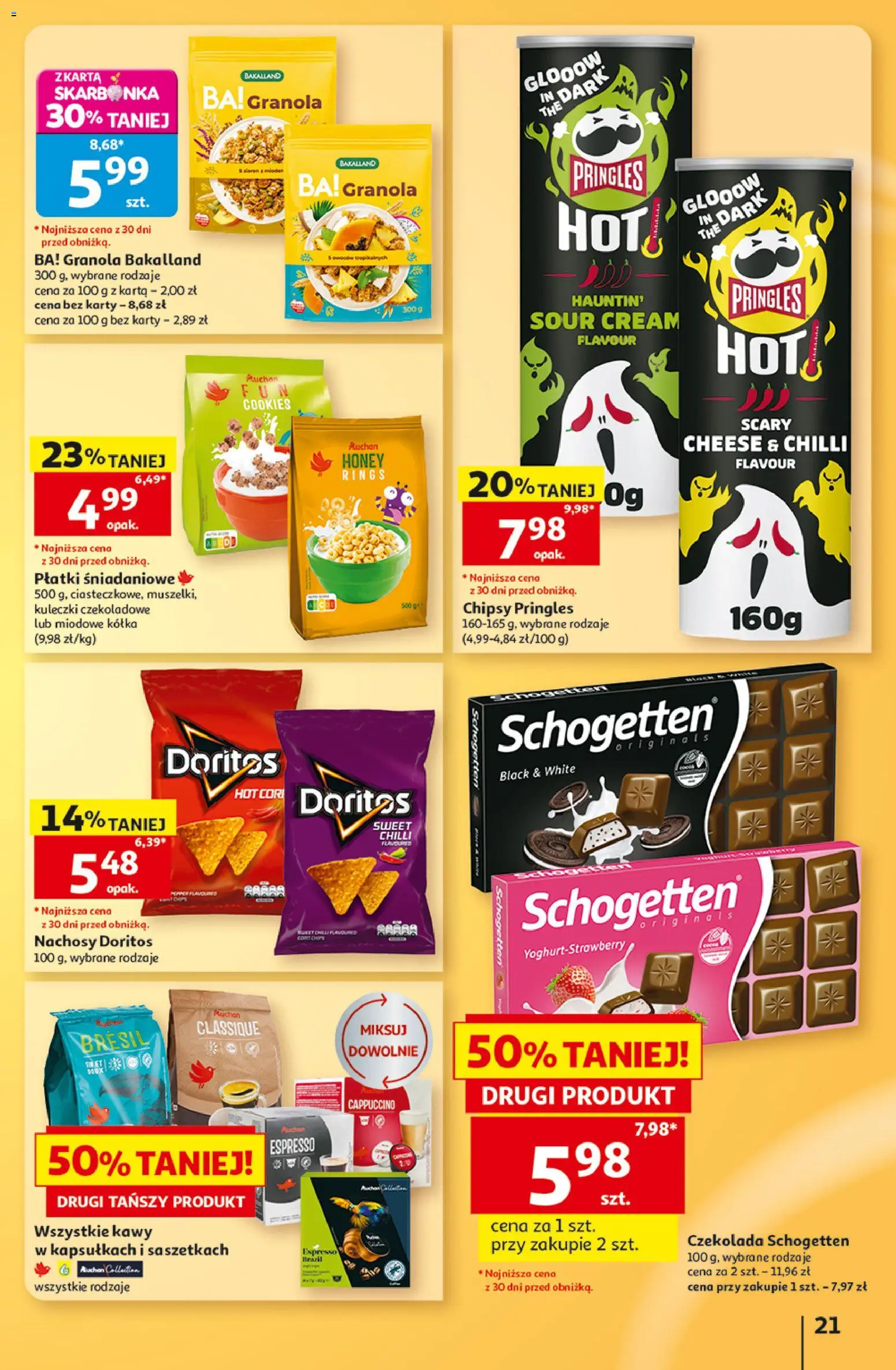 Auchan gazetka - Hipermarket od 15.10.2026 | Strona: 21 | Produkty: Chipsy, Czekolada, Pringles, Płatki