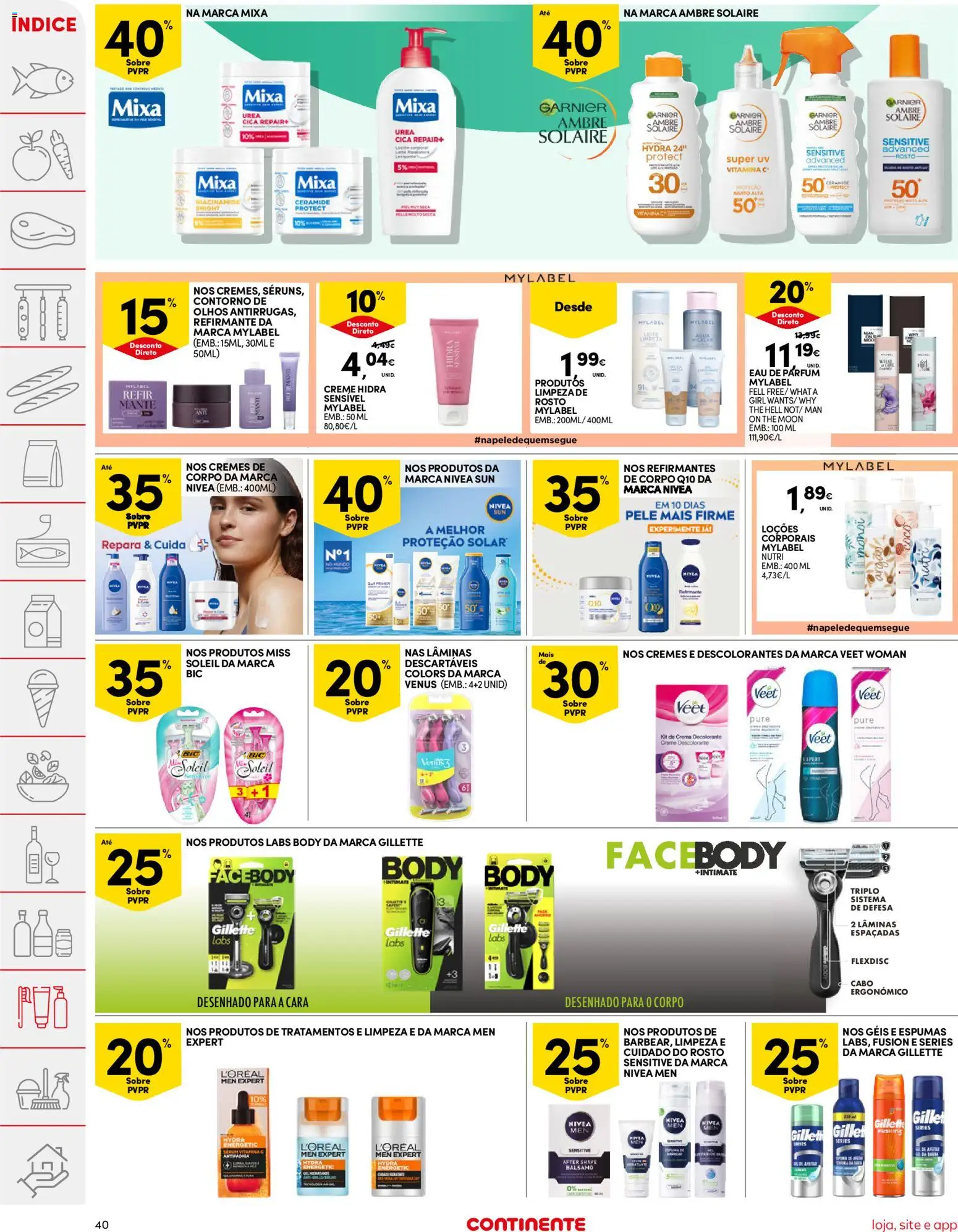 Continente folheto │ válido de 21.04.2026 | Página: 40 | Produtos: Cabo, Protetor solar, Vitamina c, Creme