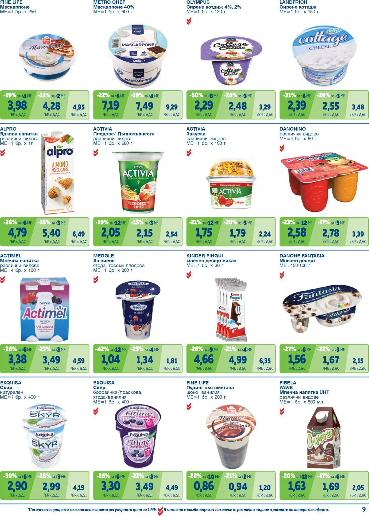 {H1} | Страница: 9 | Продукти: Сирене, Маскарпоне, Напитка, Млечна напитка