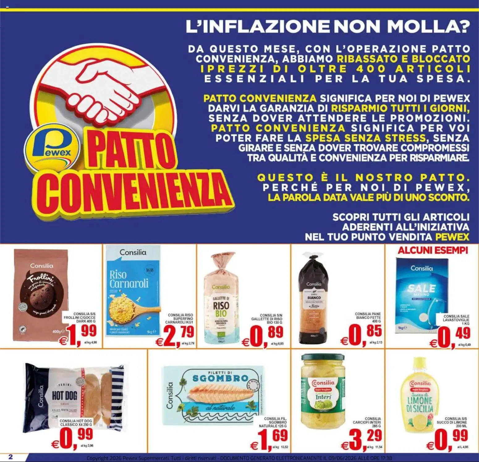 Volantino Pewex del 10.06.2026 | Pagina: 2 | Prodotti: Pane, Sale, Gallette, Lavastoviglie
