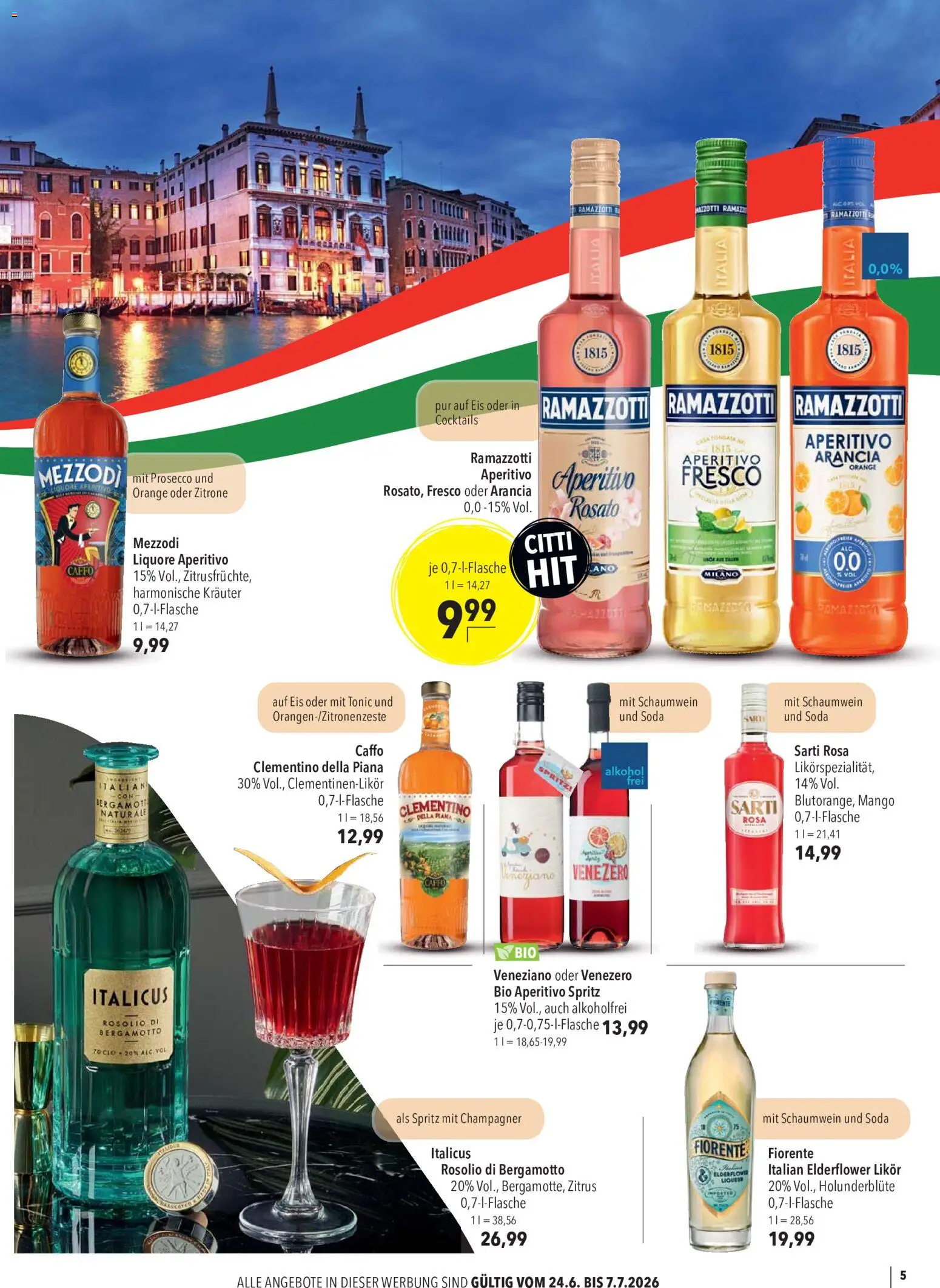 CITTI Markt Sommer Aperitifs – gültig ab 24.06.2026 | Seite: 5 | Produkte: Likör, Mango, Eis, Ramazzotti
