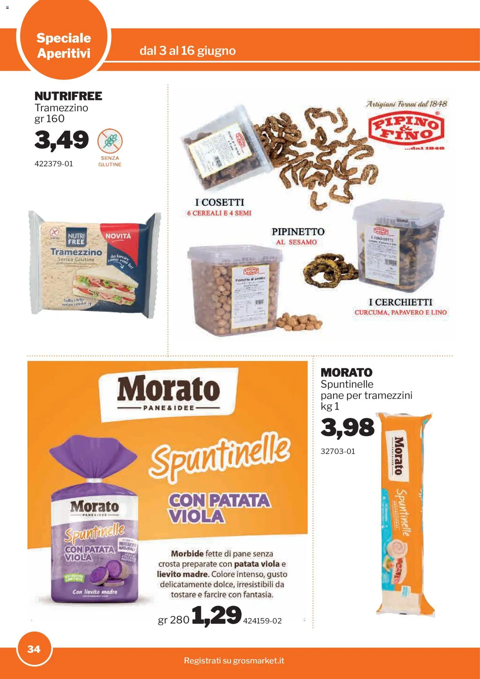 Volantino Sogegross del 03.06.2026 | Pagina: 34 | Prodotti: Pane, Cereali, Tramezzino