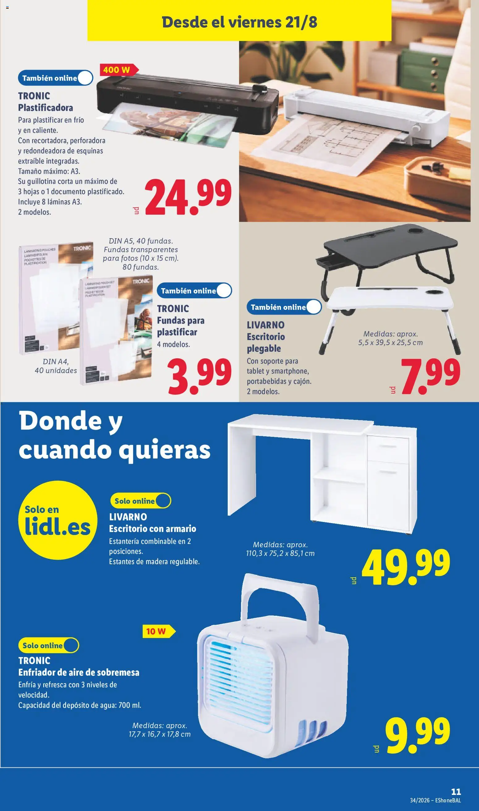 Lidl folleto de bazar │ válido desde el 17/08/2026 | Página: 25 | Productos: Estantería, Plastificadora, Tablet, Armario