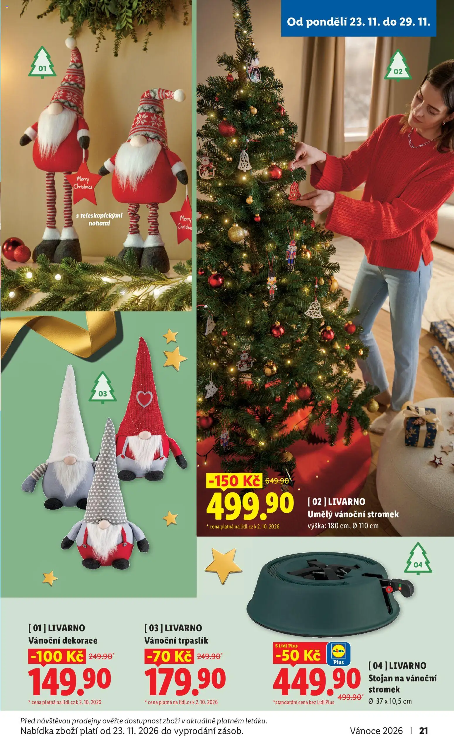 Lidl leták - Vánoční inspirace 2026 od 19.10.2026 | Strana: 21 | Produkty: Stojan na vánoční stromek, Vánoční dekorace, Dekorace