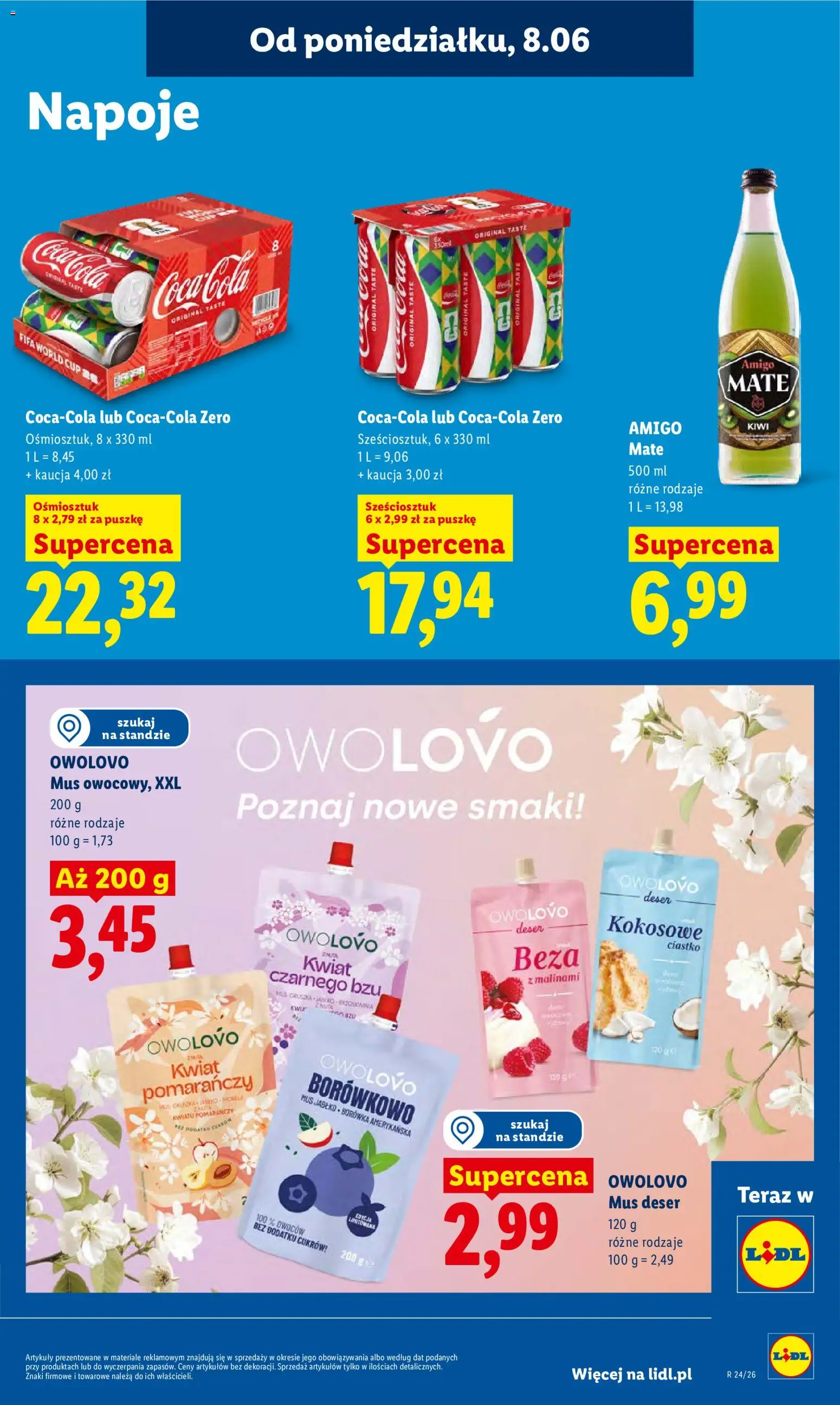Lidl gazetka od 08.06.2026 | Strona: 61 | Produkty: Borówka amerykańska, Napoje, Coca cola, Kiwi