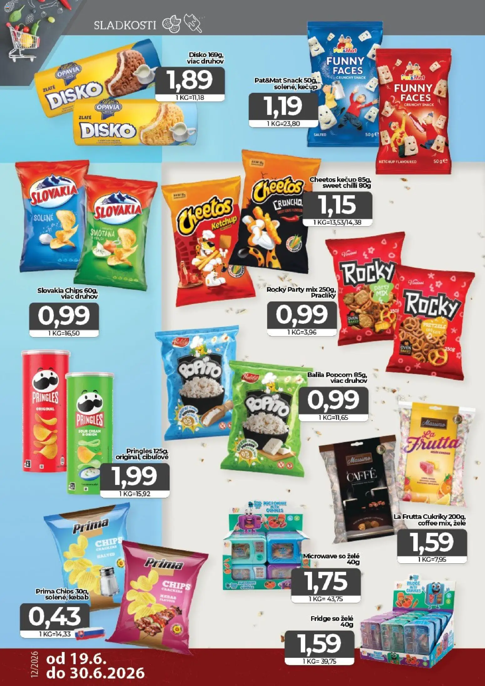 Nové CBA Komfos akcie – leták je platný od 19.06.2026 | Strana: 10 | Produkty: Chilli, Pringles, Cukríky, Kečup