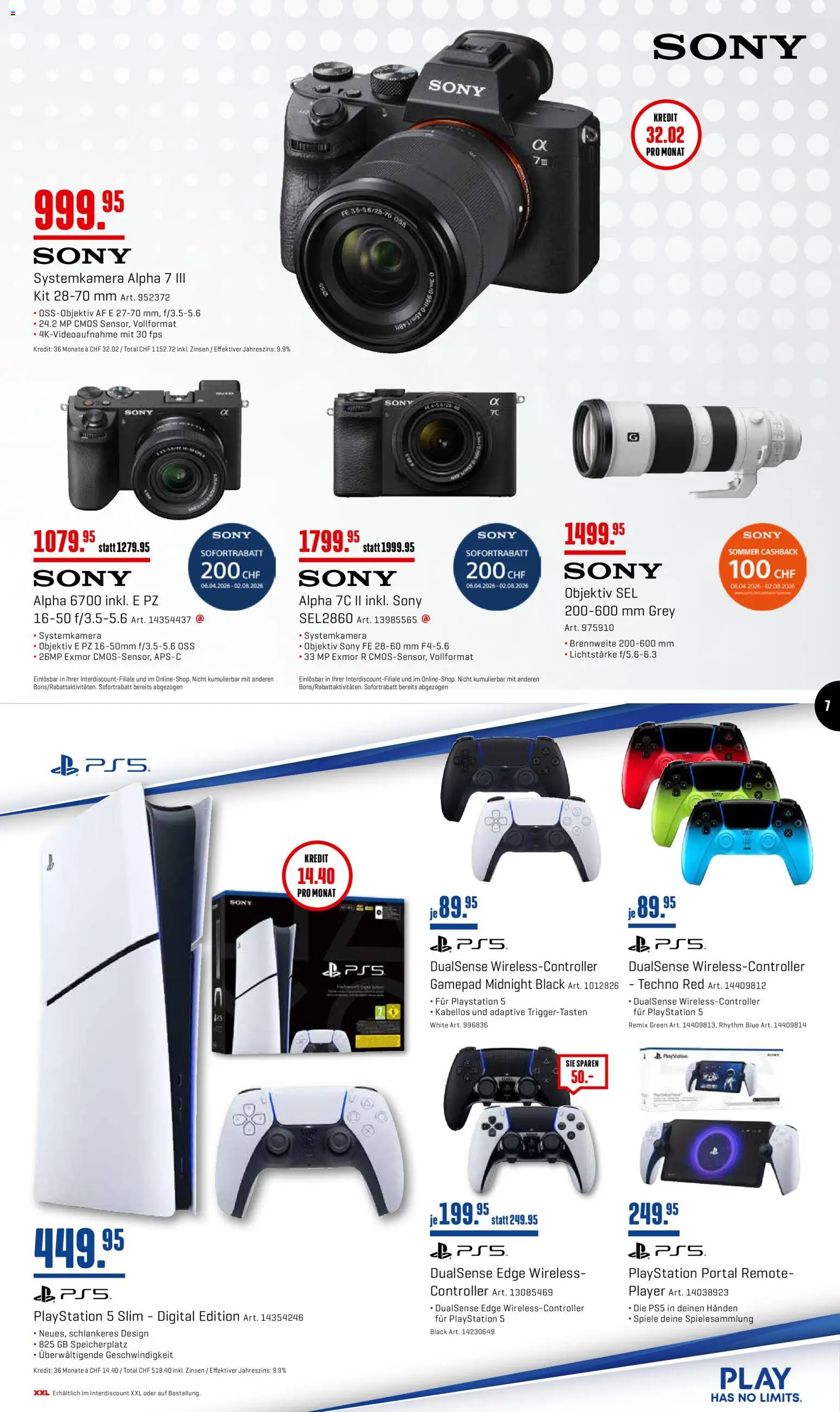 Interdiscount aktionen Wochen Knaller – gültig ab 11.05.2026 | Seite: 7 | Produkte: Player, Playstation, Objektiv, Sony