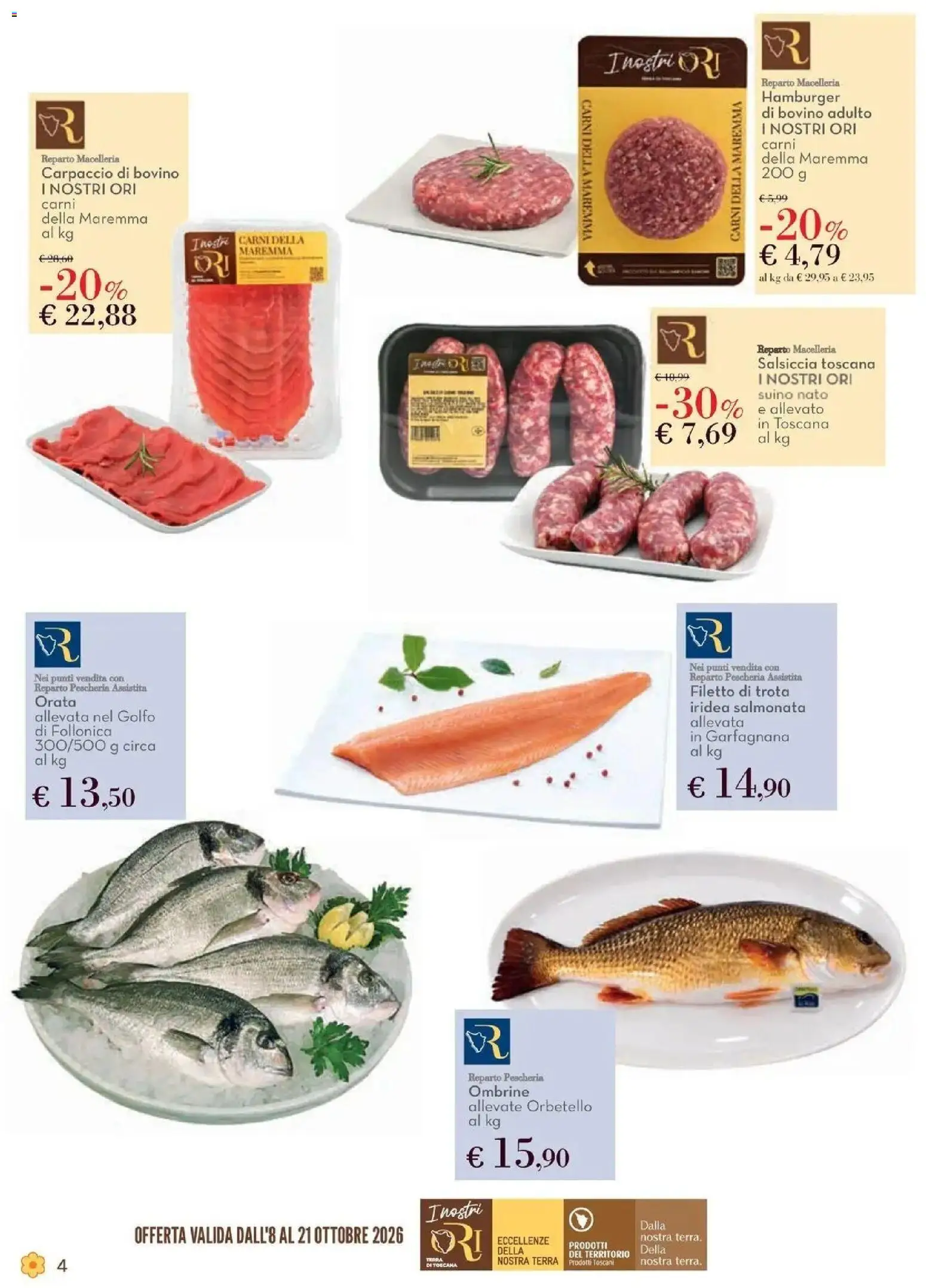 Anteprima volantino Conad dal 08/10/2026 prossima settimana | Pagina: 4 | Prodotti: Filetto, Salsiccia, Carne, Hamburger