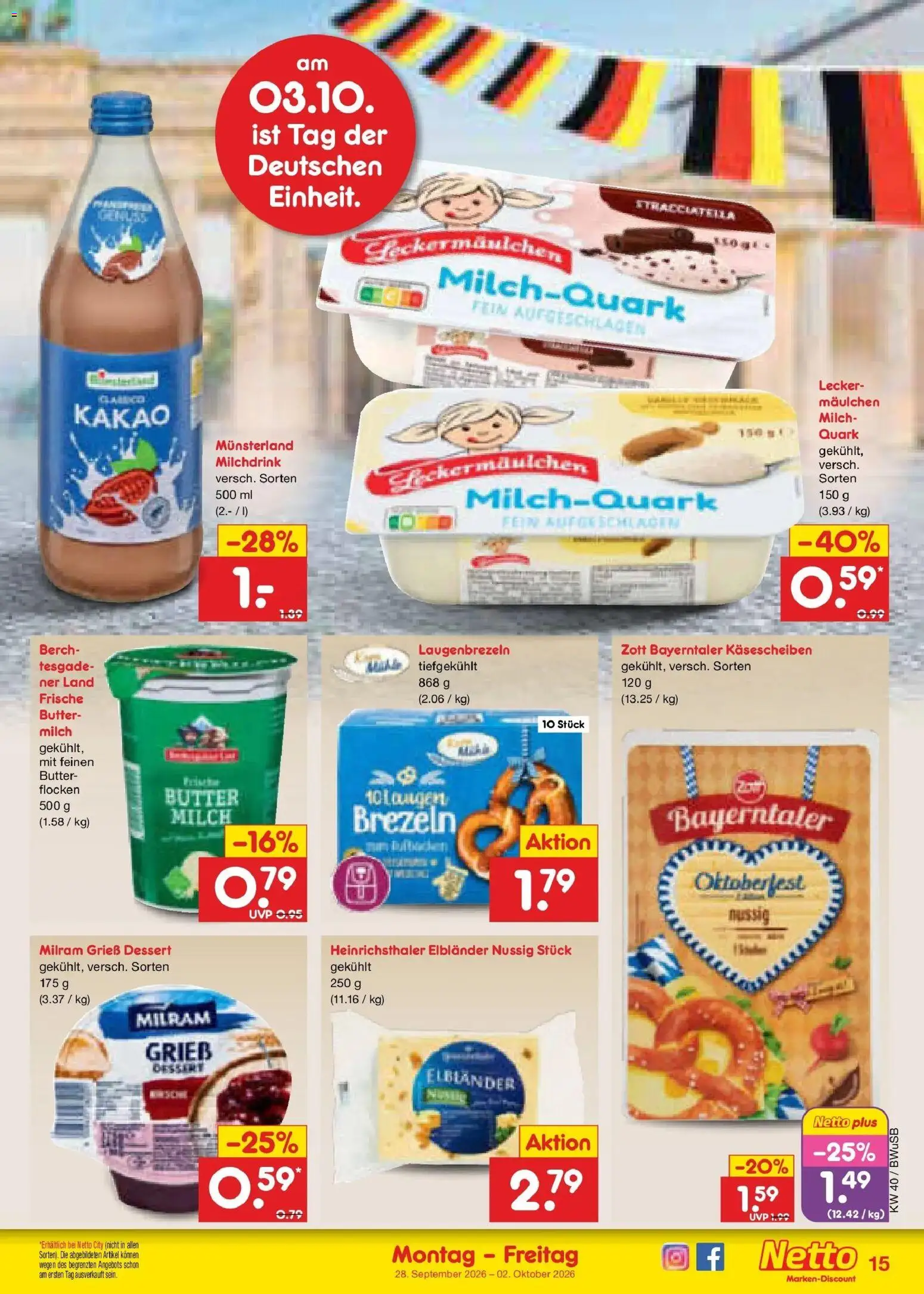 Netto Marken-Discount Prospekt Stemwede-Dielingen – gültig ab 28.09.2026 | Seite: 21 | Produkte: Grieß, Quark, Milram, Flocken