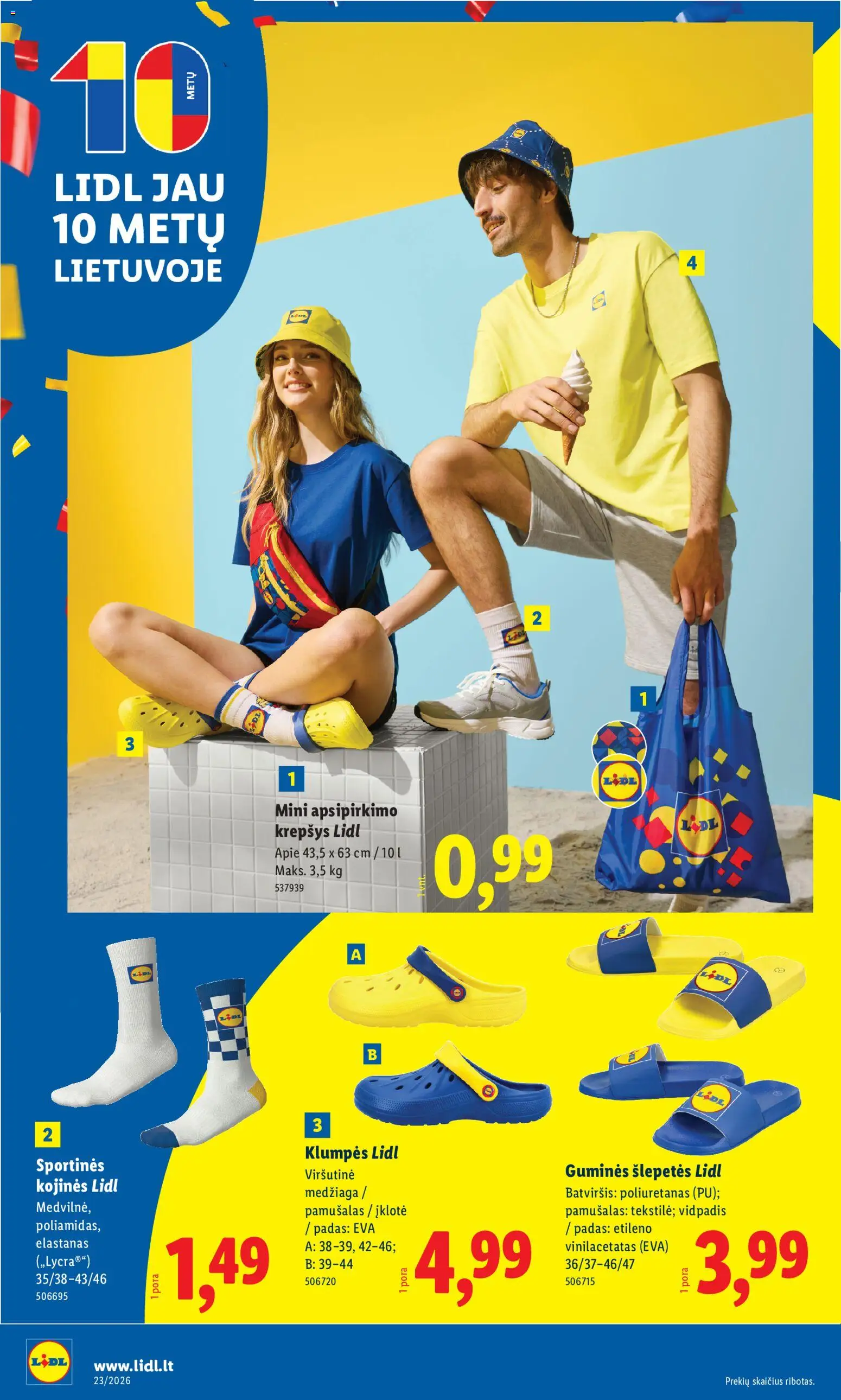 LIDL akcijos nuo 01.06.2026 | Puslapis: 12 | Prekių: Kojinės, Krepšys, Šlepetės