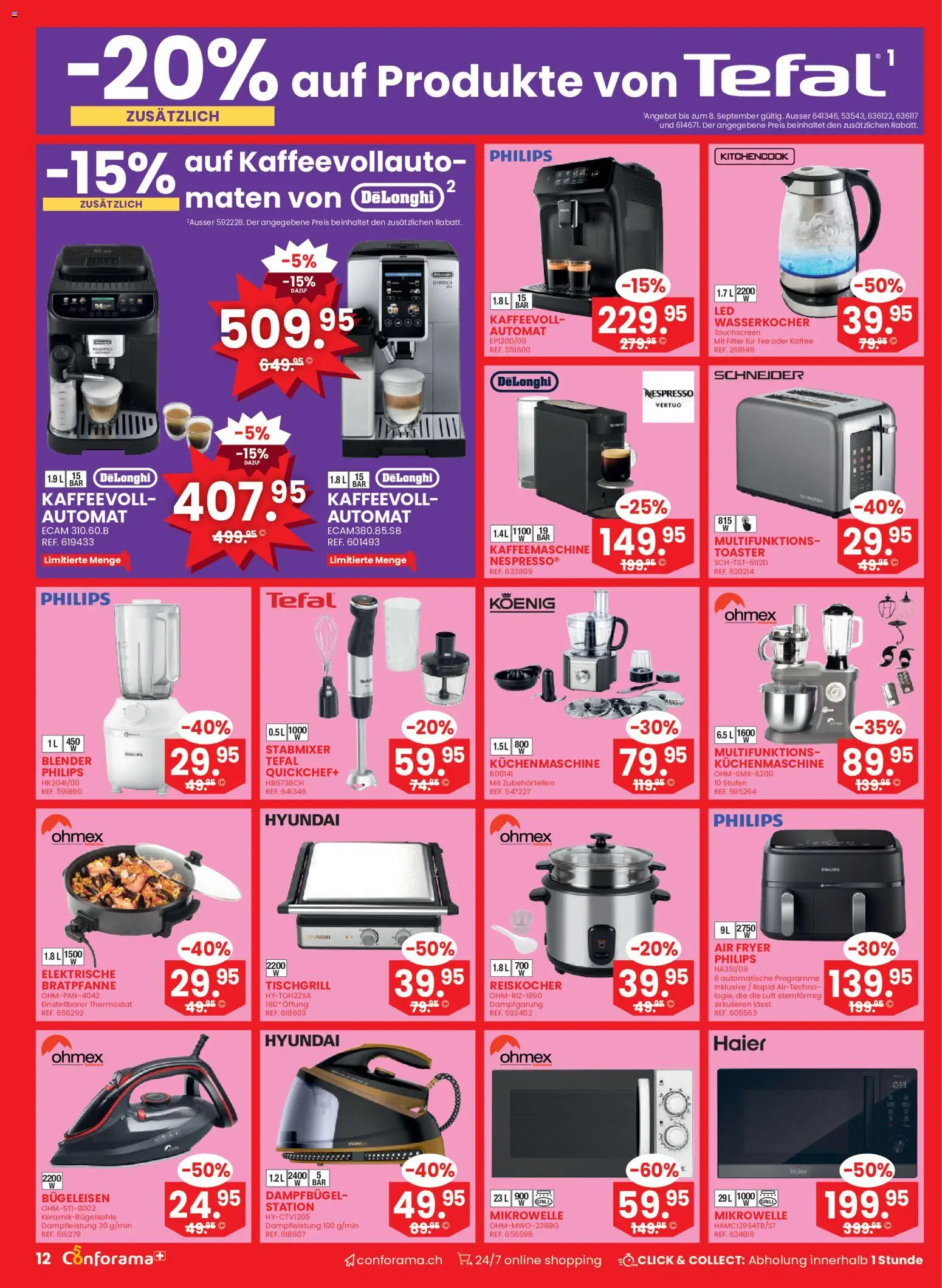 Conforama aktionen Nr 36 – gültig ab 02.09.2026 | Seite: 12 | Produkte: Toaster, Tee, Kaffeemaschine, Philips