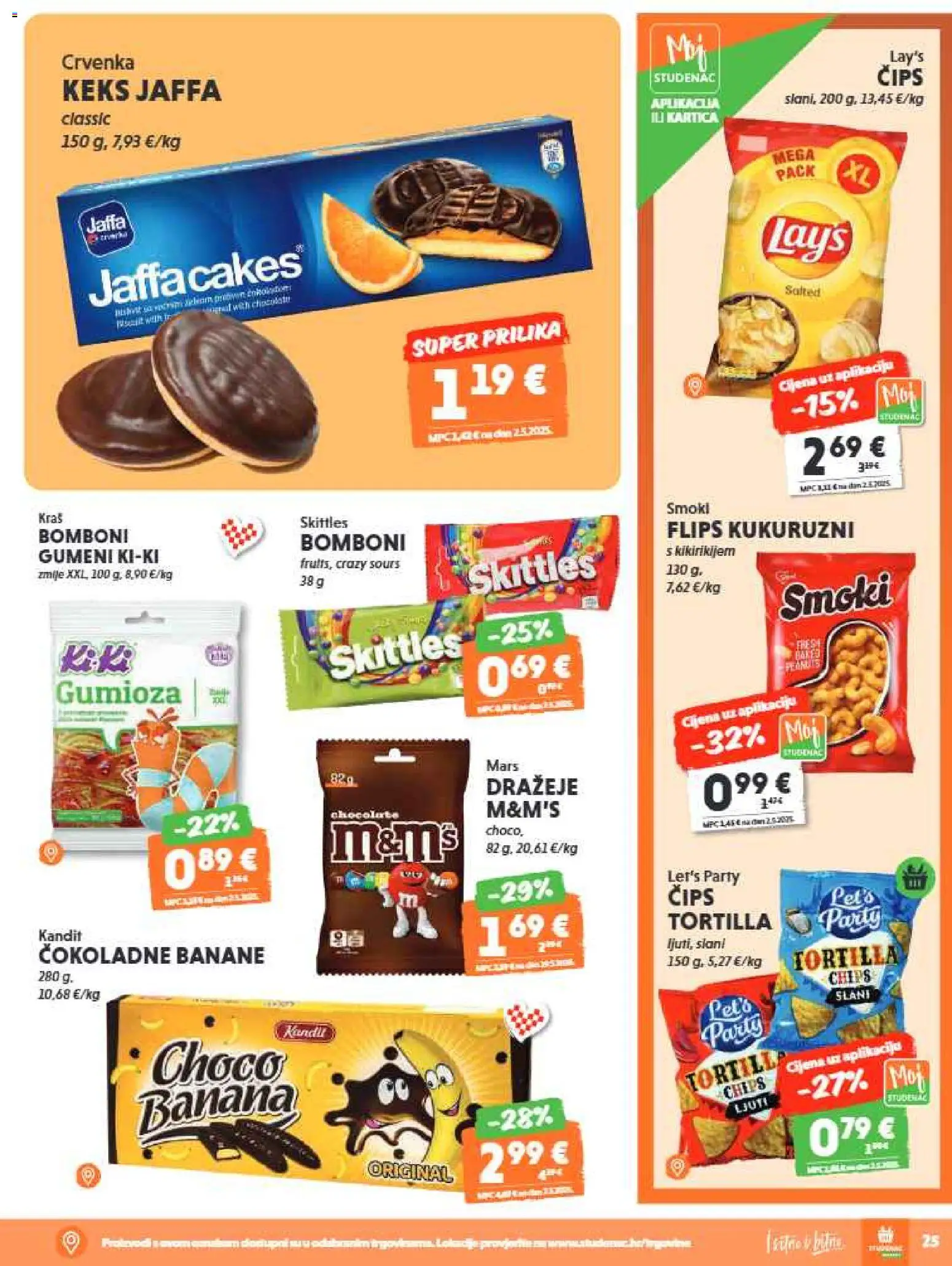 Studenac katalog | vrijedi od 15.07.2026 | Stranica: 25 | Proizvodi: Flips, Banane, Bomboni, Čips