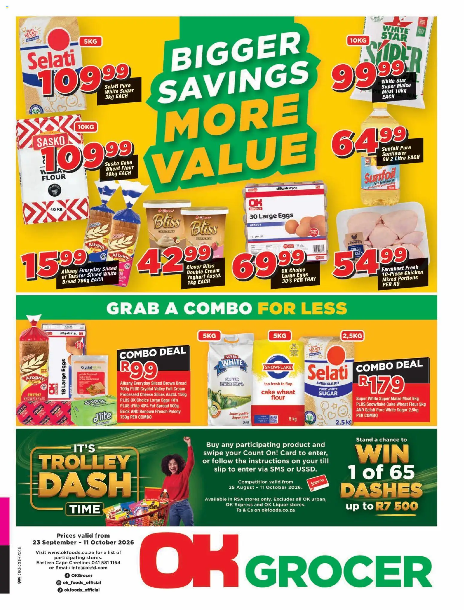 New OK Foods catalogue – valid from 23/09/2026 | Page: 1 | Products: Cake, Tray, Maize meal, Eggs