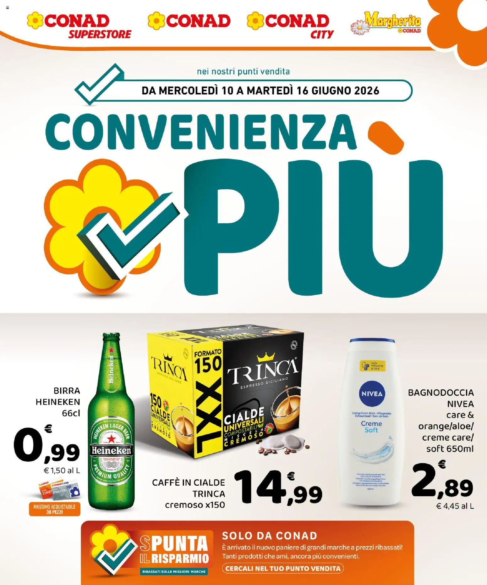 Volantino Conad del 10.06.2026 | Pagina: 1 | Prodotti: Birra, Heineken, Bagno, Doccia