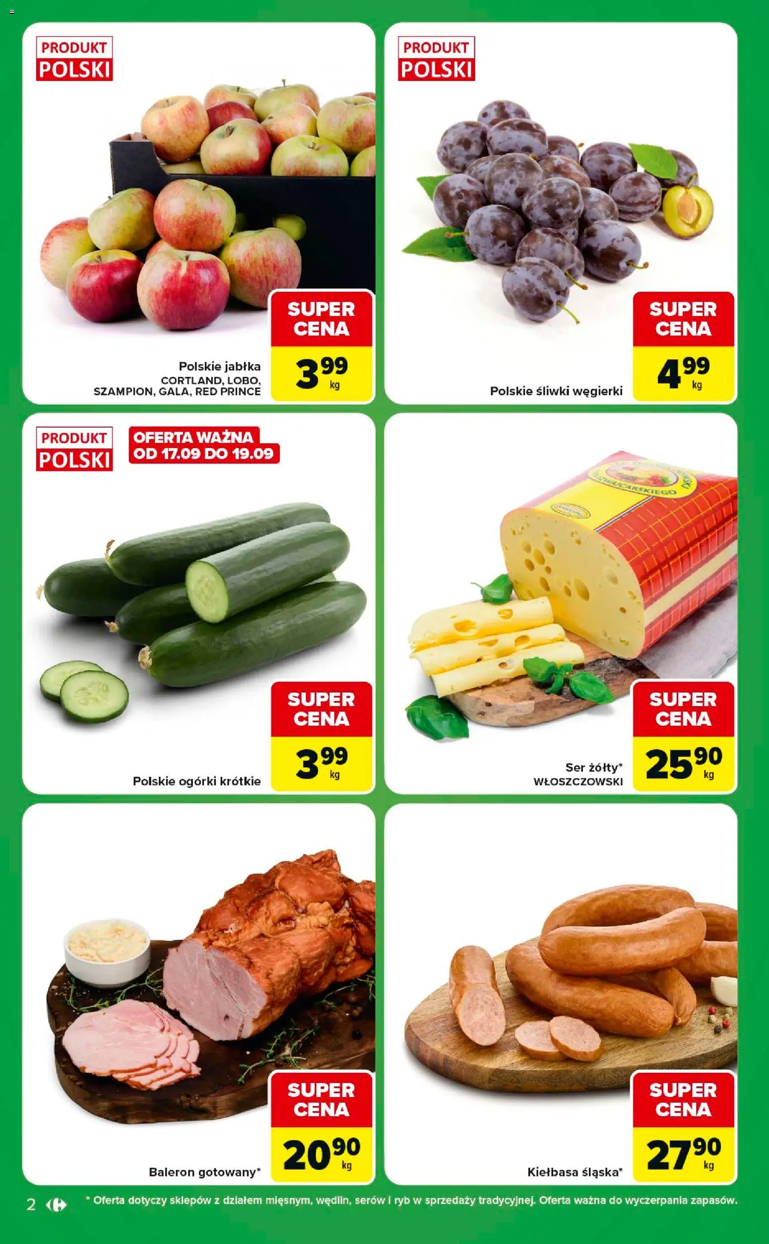 Carrefour gazetka - Express od 15.09.2026 | Strona: 2 | Produkty: Kiełbasa, Ser, Jabłka, Ogórki