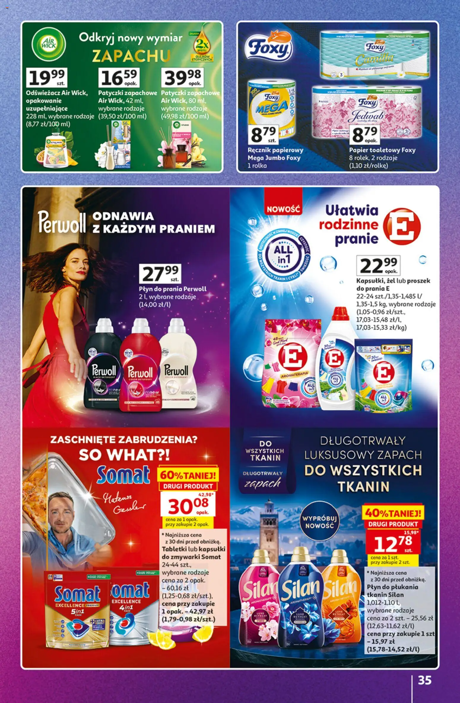 Auchan gazetka - Znane marki od 15.10.2026 | Strona: 35 | Produkty: Kapsułki, Papier toaletowy, Patyczki zapachowe, Perwoll