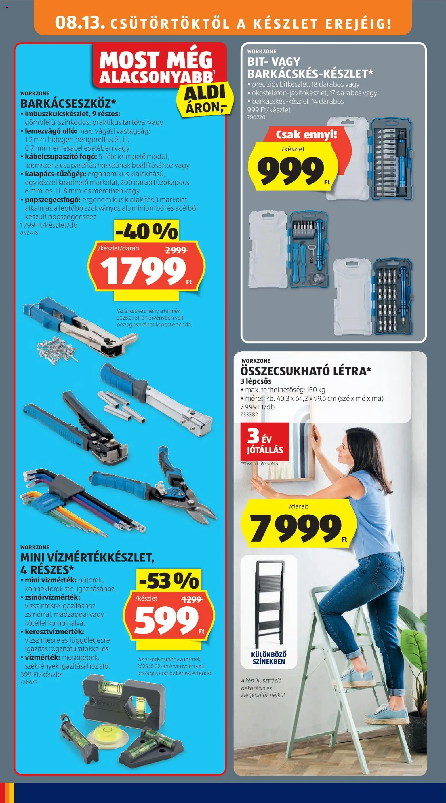 Aldi akciós ujság - amely érvényes a következő dátumtól: 2026.08.13. | Oldal: 34 | Termékek: Vízmérték, Dekoráció