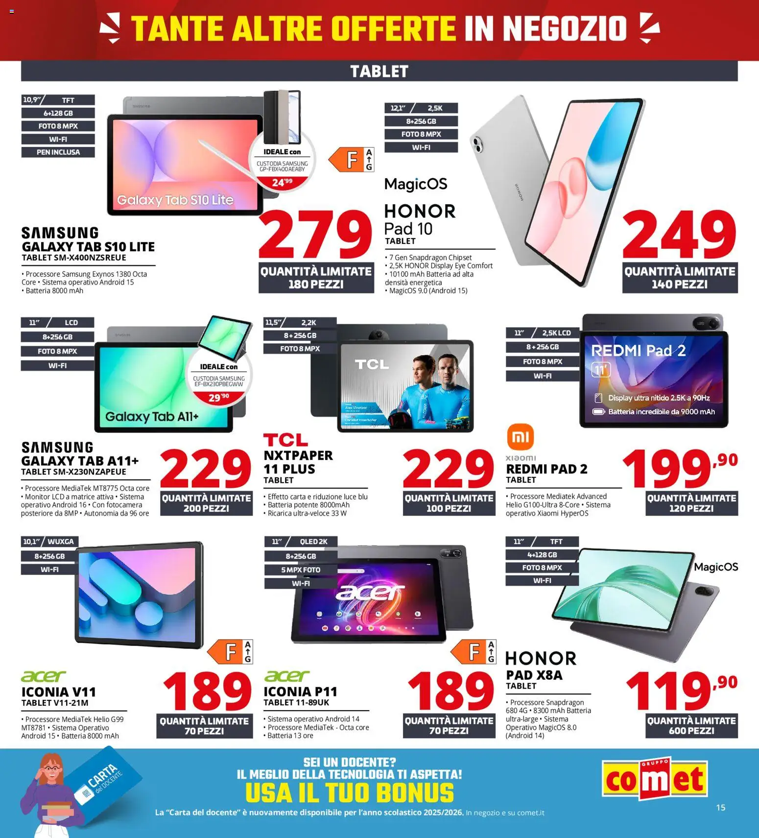Volantino Comet del 18.05.2026 | Pagina: 15 | Prodotti: Xiaomi, Samsung Galaxy, Fotocamera, Batteria