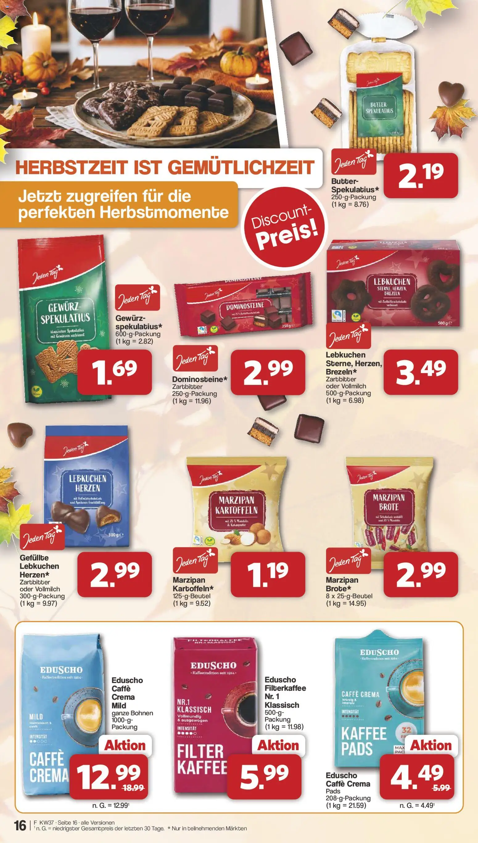 Famila Nordwest Prospekt – gültig ab 07.09.2026 | Seite: 16 | Produkte: Kaffee, Mandeln, Kartoffeln, Eduscho