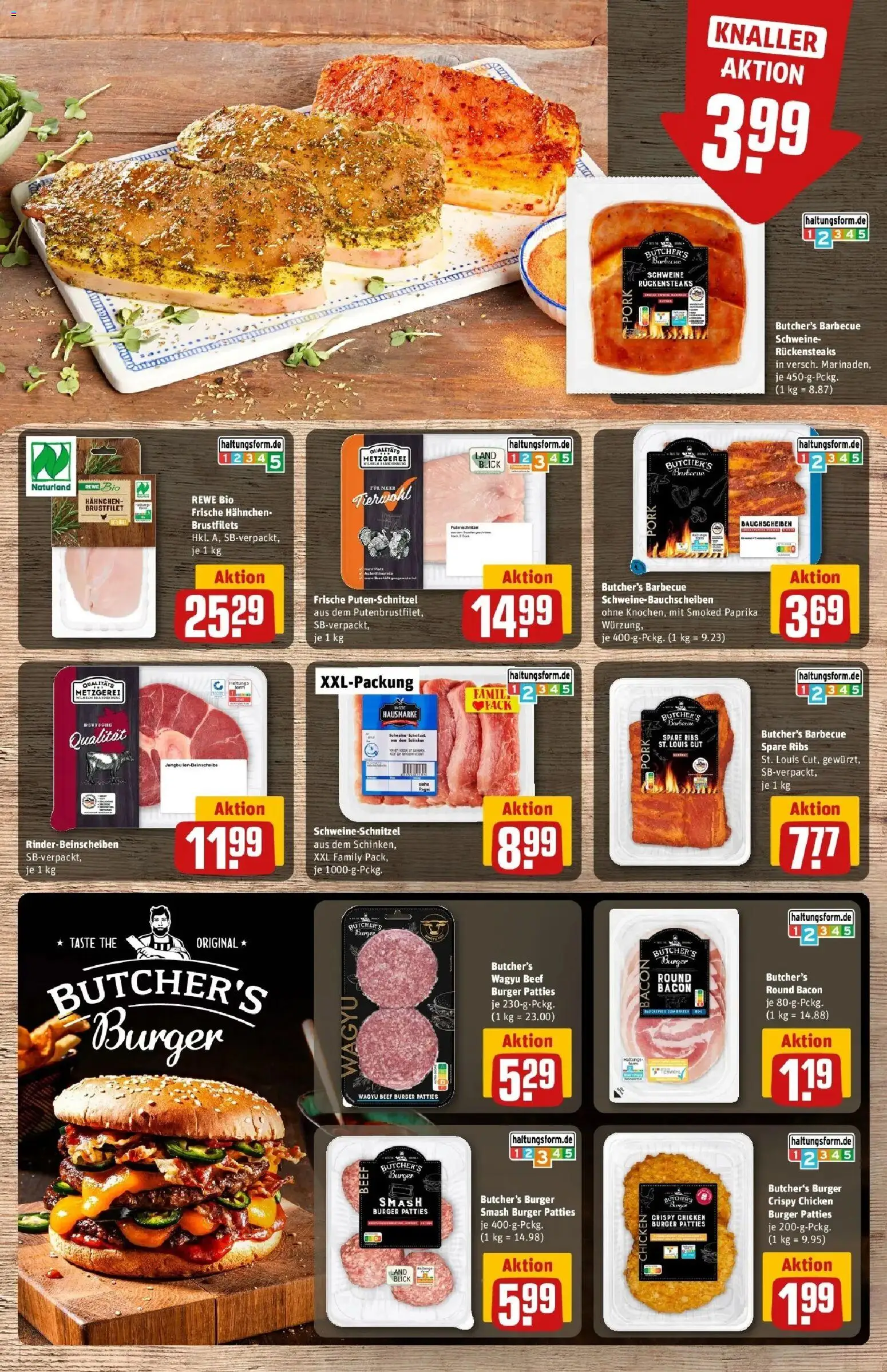 REWE Prospekt ab 03.08.2026 zum Blättern » Angebote | Seite: 11 | Produkte: Hahnchen, Spare ribs, Burger, Putenschnitzel