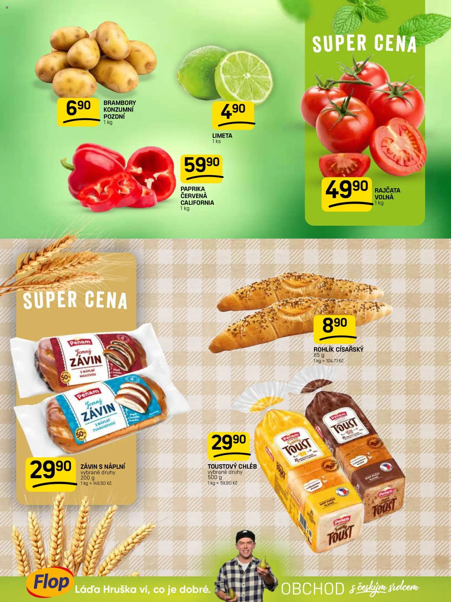 Flop leták od 13.05.2026 | Strana: 3 | Produkty: Rajčata, Paprika, Brambory, Toustový chléb
