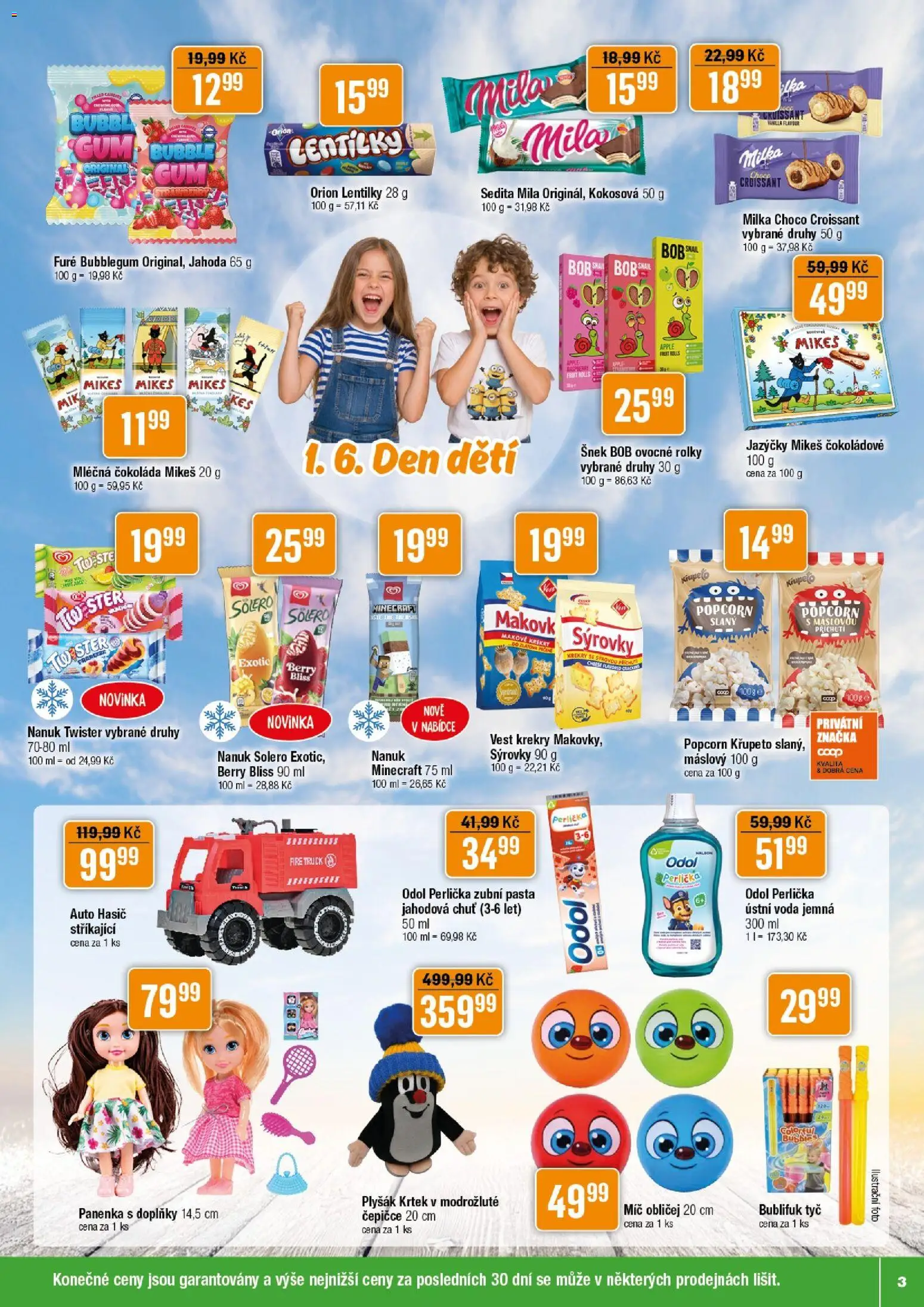 Tempo leták od 20.05.2026 | Strana: 3 | Produkty: Zubní pasta, Panenka, Čokoláda, Nanuk Twister