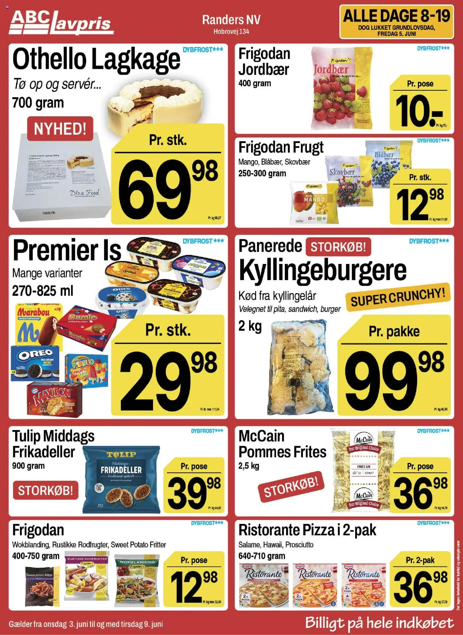 Abc Lavpris tilbudsavis – gyldig fra 03.06.2026 | Side: 9 | Produkter: Blåbær, Mango, Pizza, Is