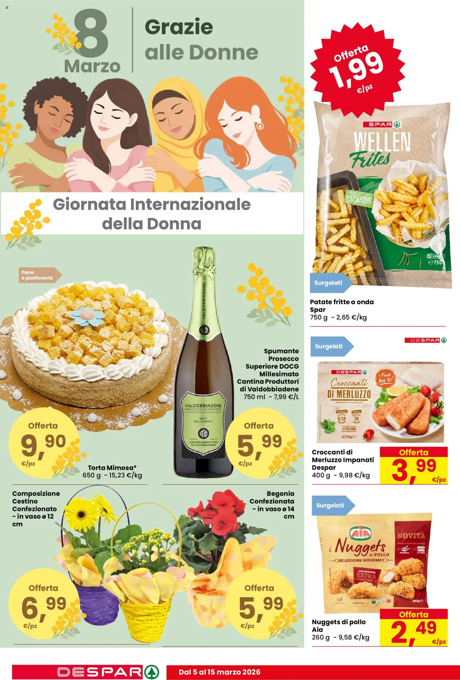 Volantino Despar del 05.03.2026 | Pagina: 10 | Prodotti: Pane, Merluzzo, Nuggets, Vaso