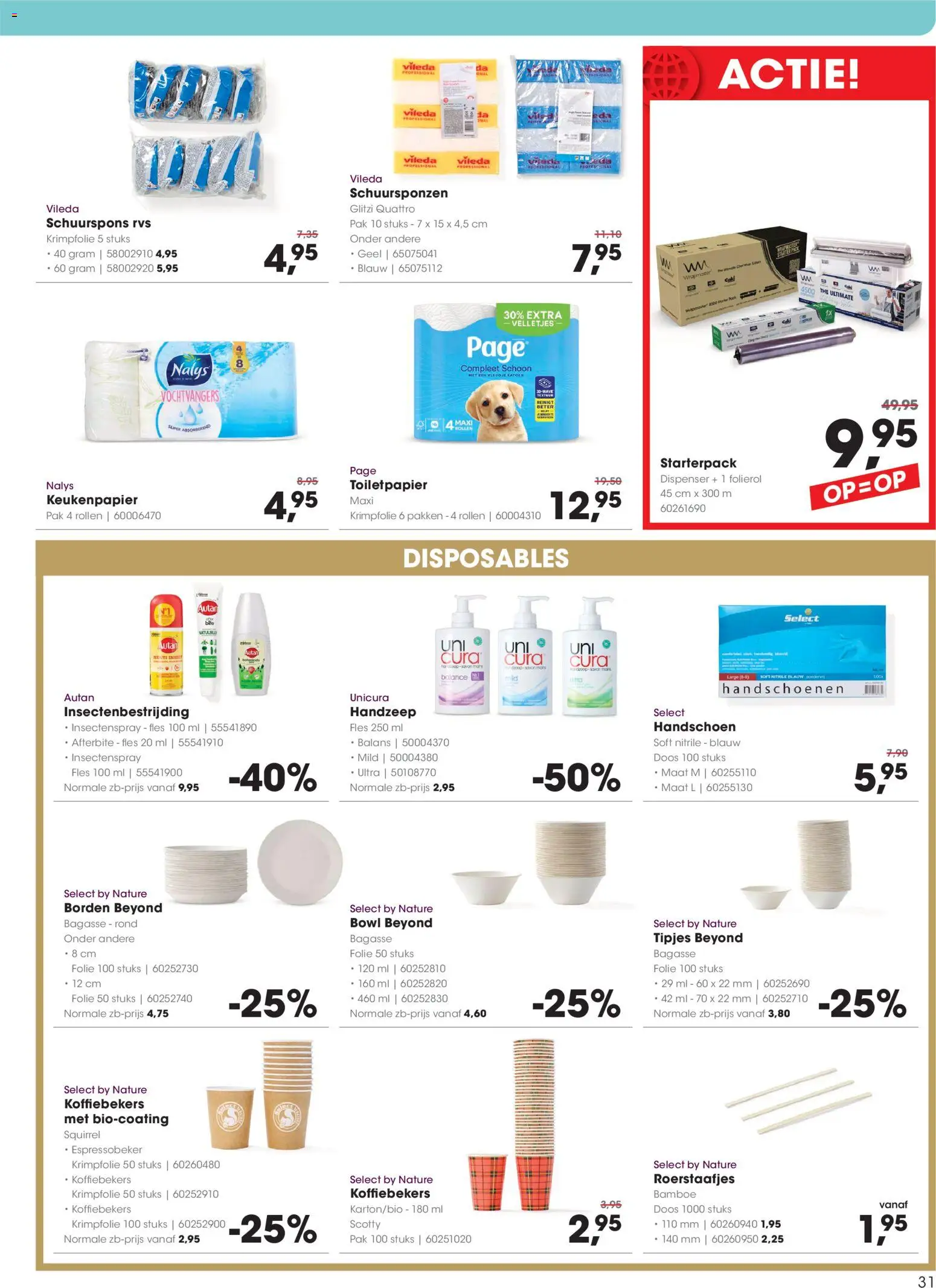 {H1} | Pagina: 31 | Producten: Keukenpapier, Handschoenen, Schuurspons, Handzeep